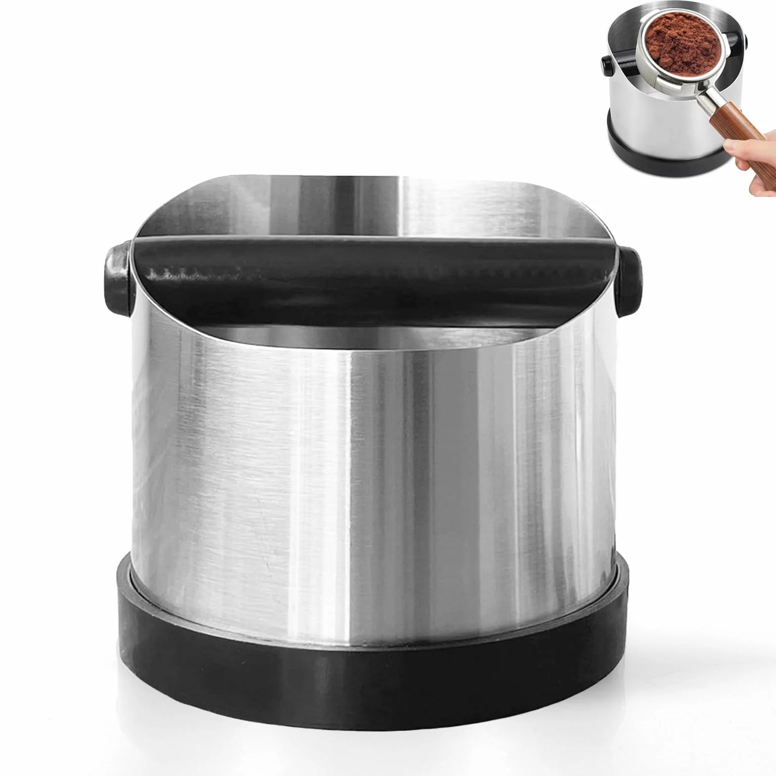 Pojemnik do odcedzania 580 ml do sitka, stal nierdzewna, pojemnik na espresso, wyjmowane listwy na kawę, pojemnik na kawę, do kuchni, kawiarni, biura