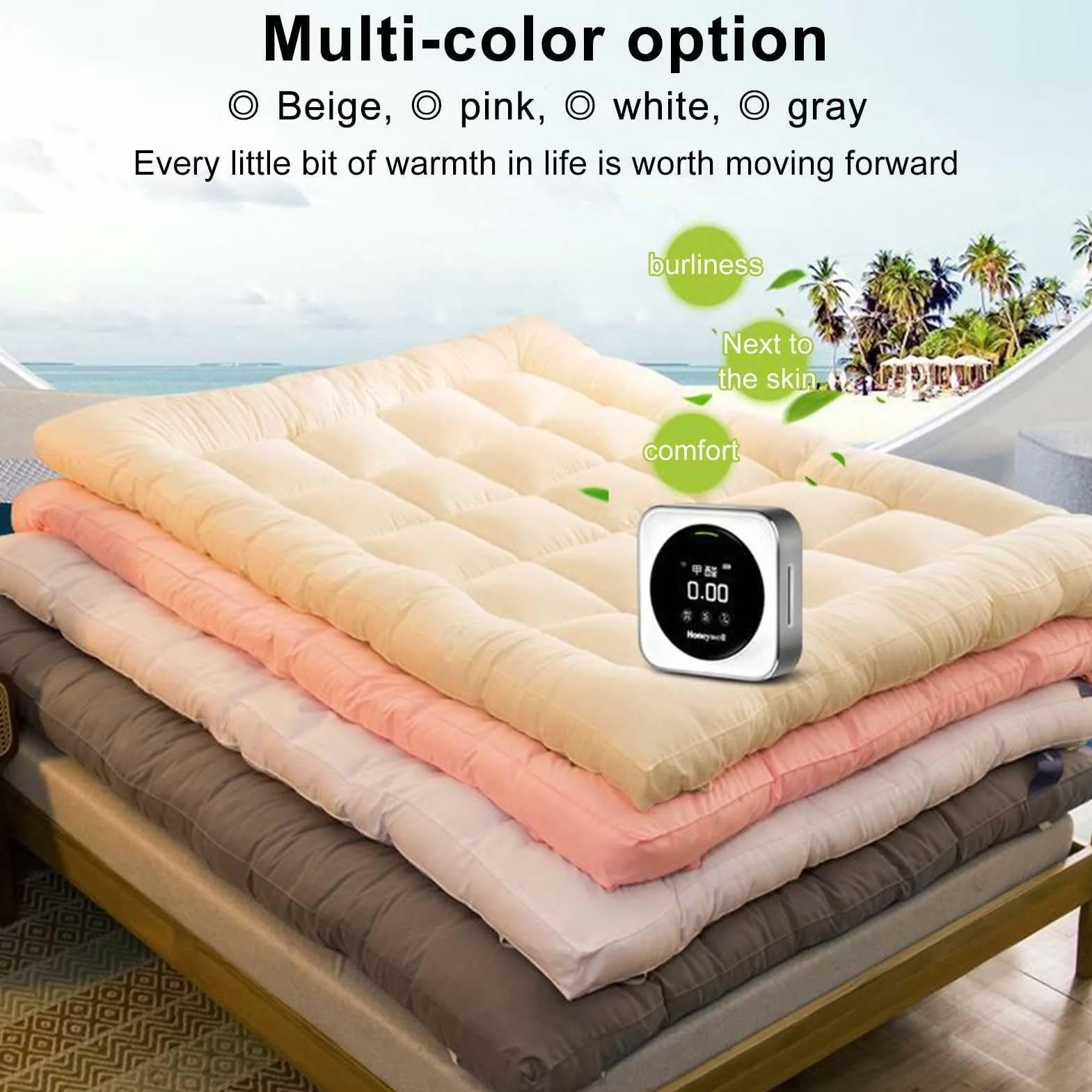 Friendly for Skin 3" Extra Thick Japanese Futon Mattress, Foldable Tatami Pad Mat for Adults - Guest Mattress (Green, Twin)