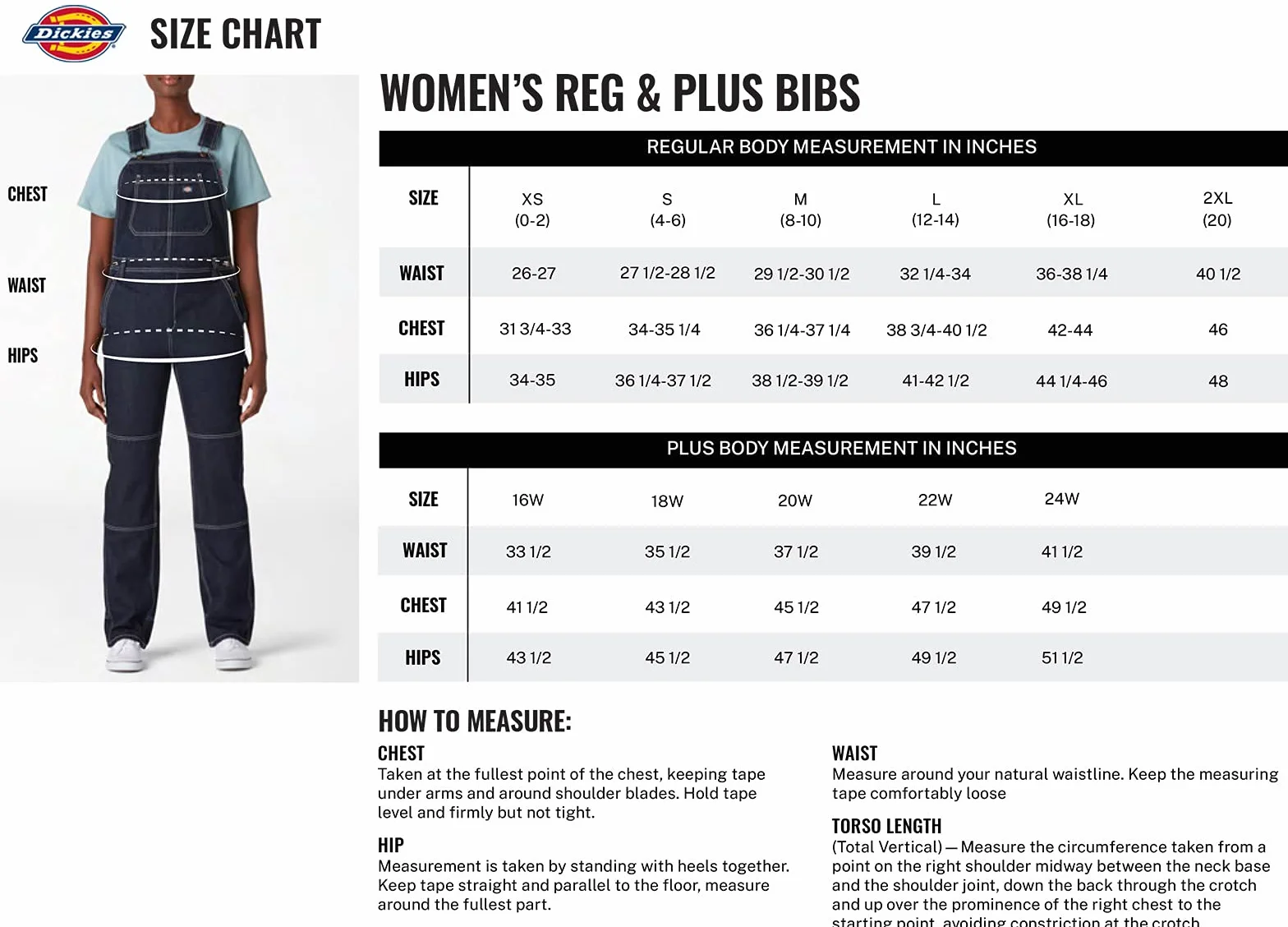 Dickies Damskie ogrodniczki jeansowe z dżinsu, niebieski, mosiądz