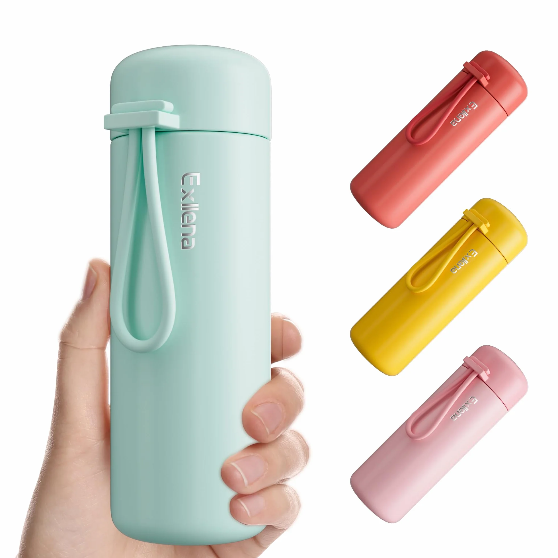 Exllena Mini butelka na wodę 200 ml izolowana szczelna z uchwytem miętowa