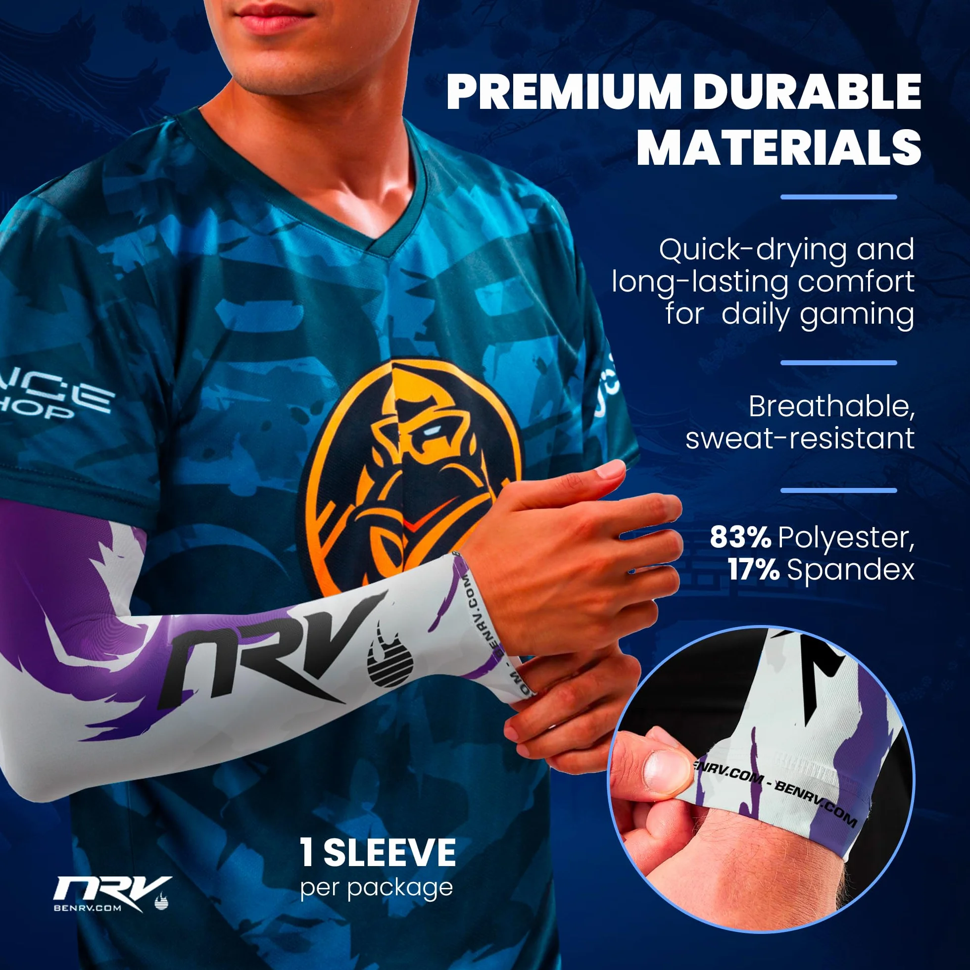 NRV Mankiet kompresyjny do gier e-sportowych (Edycja Camo) - zoptymalizuj swoją grę e-sportową w stylu kamuflażowym - profesjonalnie zaprojektowana - trwała, oddychająca i wolna od tarcia