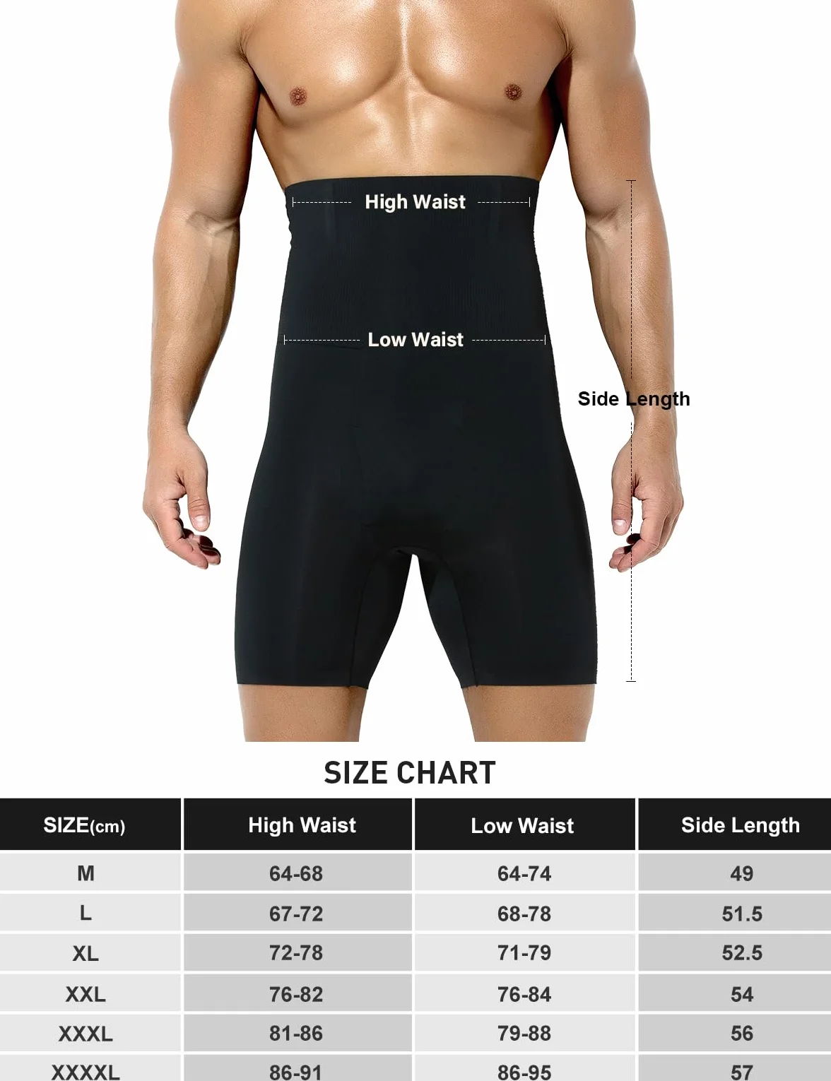 Casey Kevin Shapewear Bokserki wyszczuplające brzuch męskie body Shaper spodenki kompresyjne szorty wyszczuplające brzuch spodnie męskie majtki, K1 - czarny, XXL