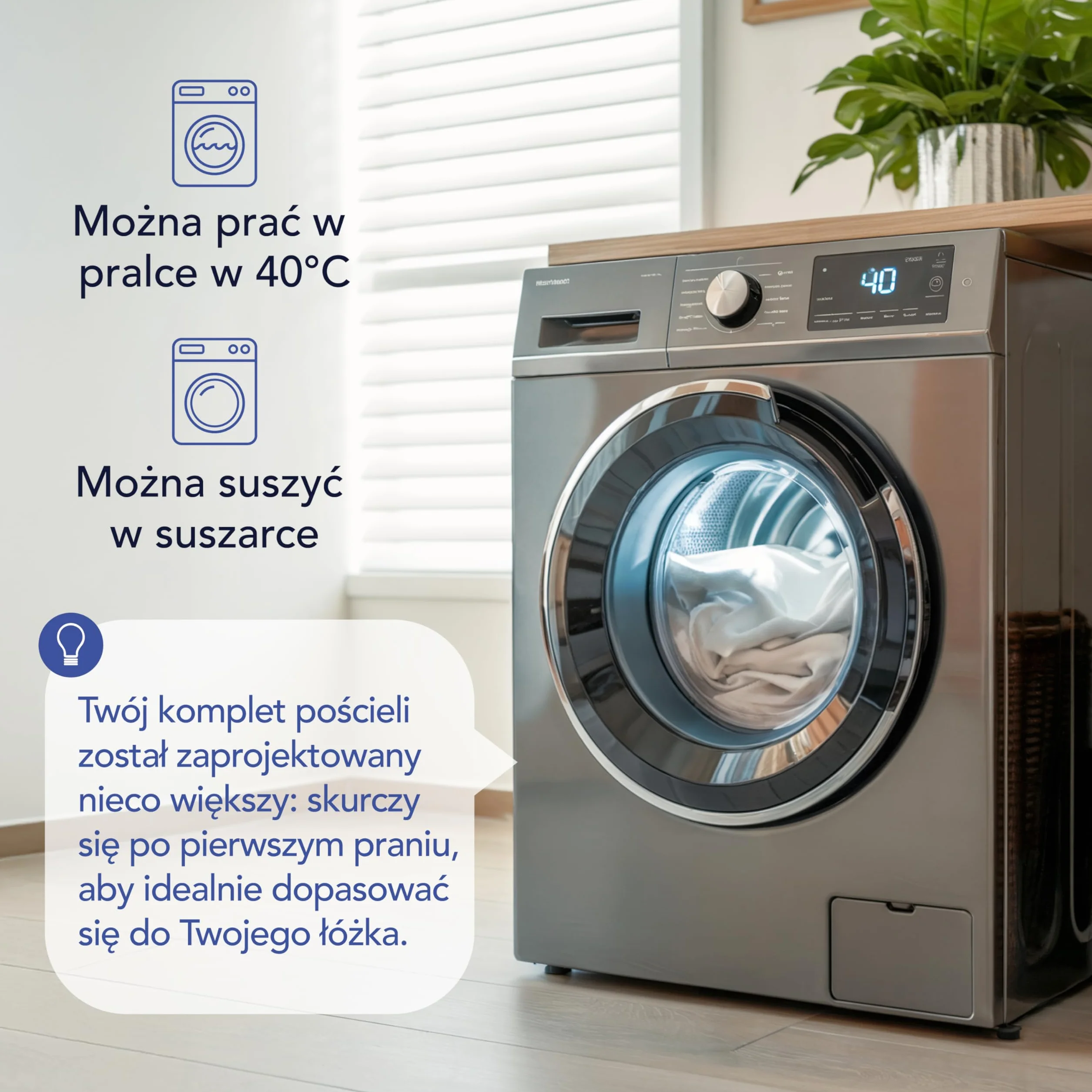Dreamzie Zestaw pościelowy 155x220 Bawełna perkalowa Biały