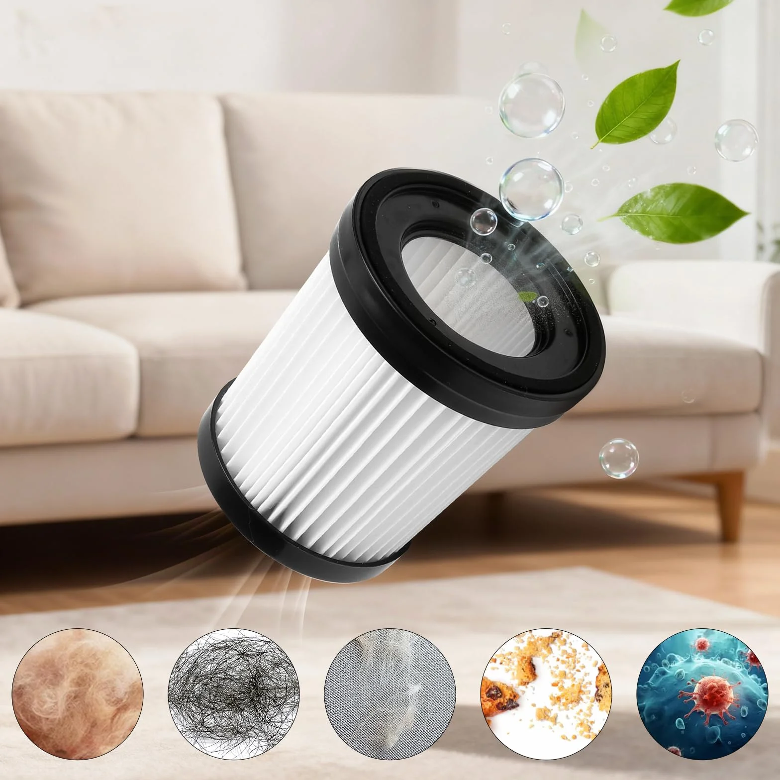 Zestaw 4 filtrów z 1 szczotką do czyszczenia odkurzacza Lubluelu 202, filtr zamienny Fabuletta FSV001 FSV101, filtr HEPA kompatybilny z Oraimo OSV-102, Girnoor G160 G165 Afoddon A300