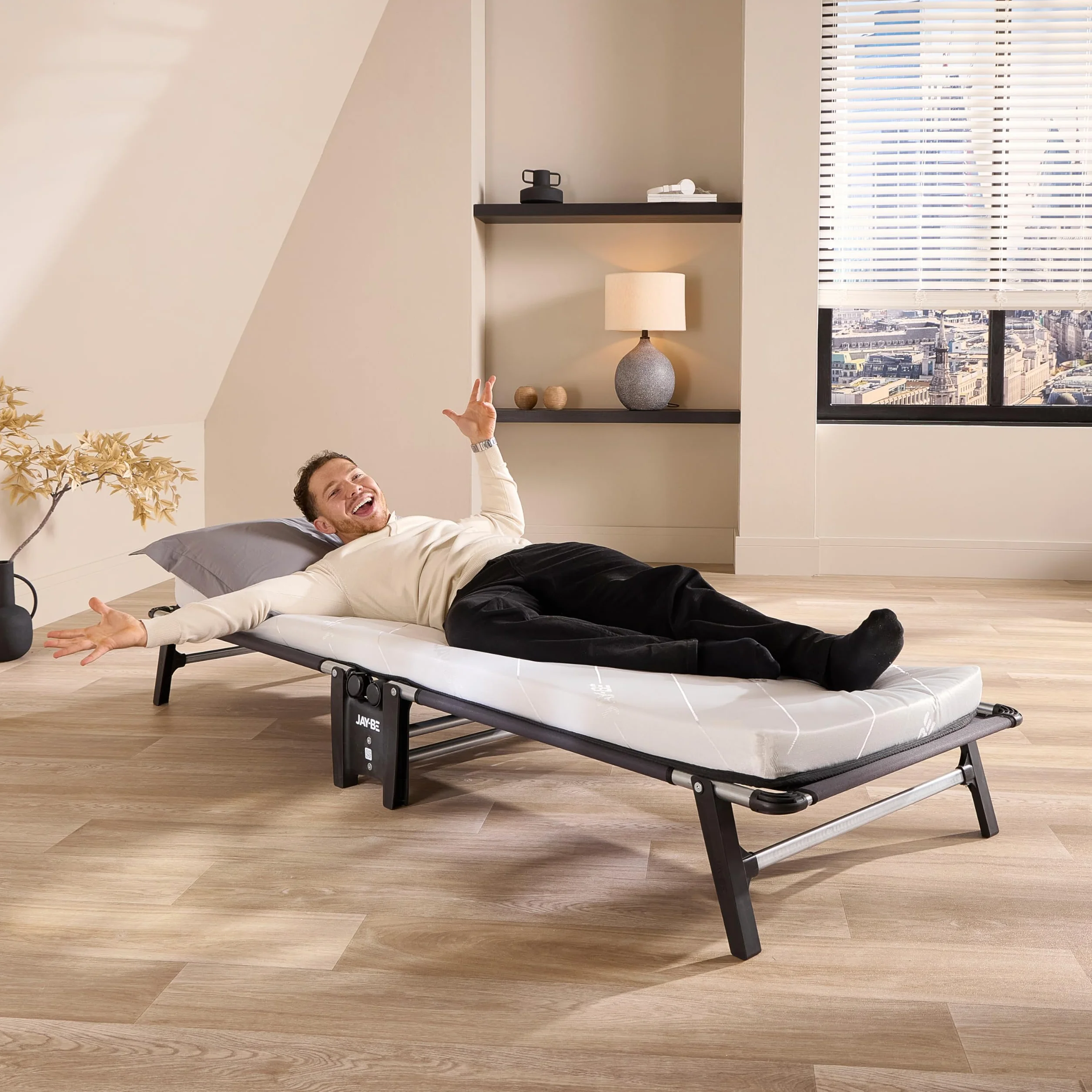 JAY-BE® HE70 Hideaway łóżko składane z materacem z włókna elektronicznego, pojedyncze
