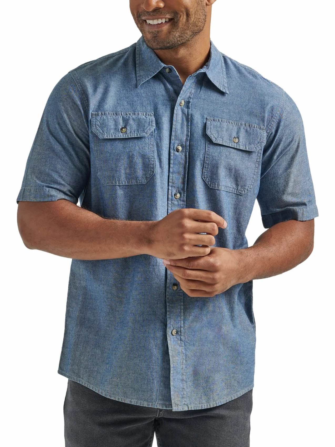 Wrangler Authentics Koszula męska klasyczna tkana z krótkim rękawem, XL