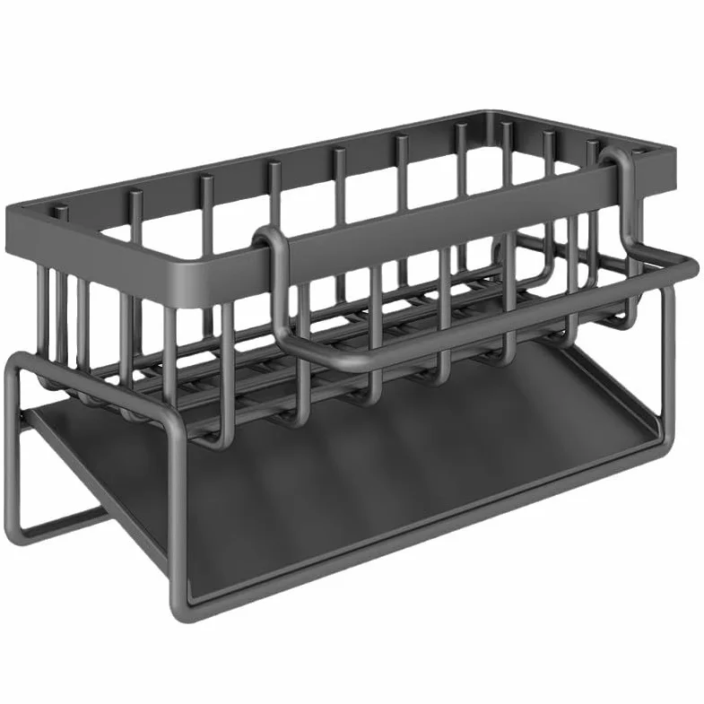 Organizer na zlewozmywak z wanną ociekową 23x11x9 cm szary haczyk na ręczniki
