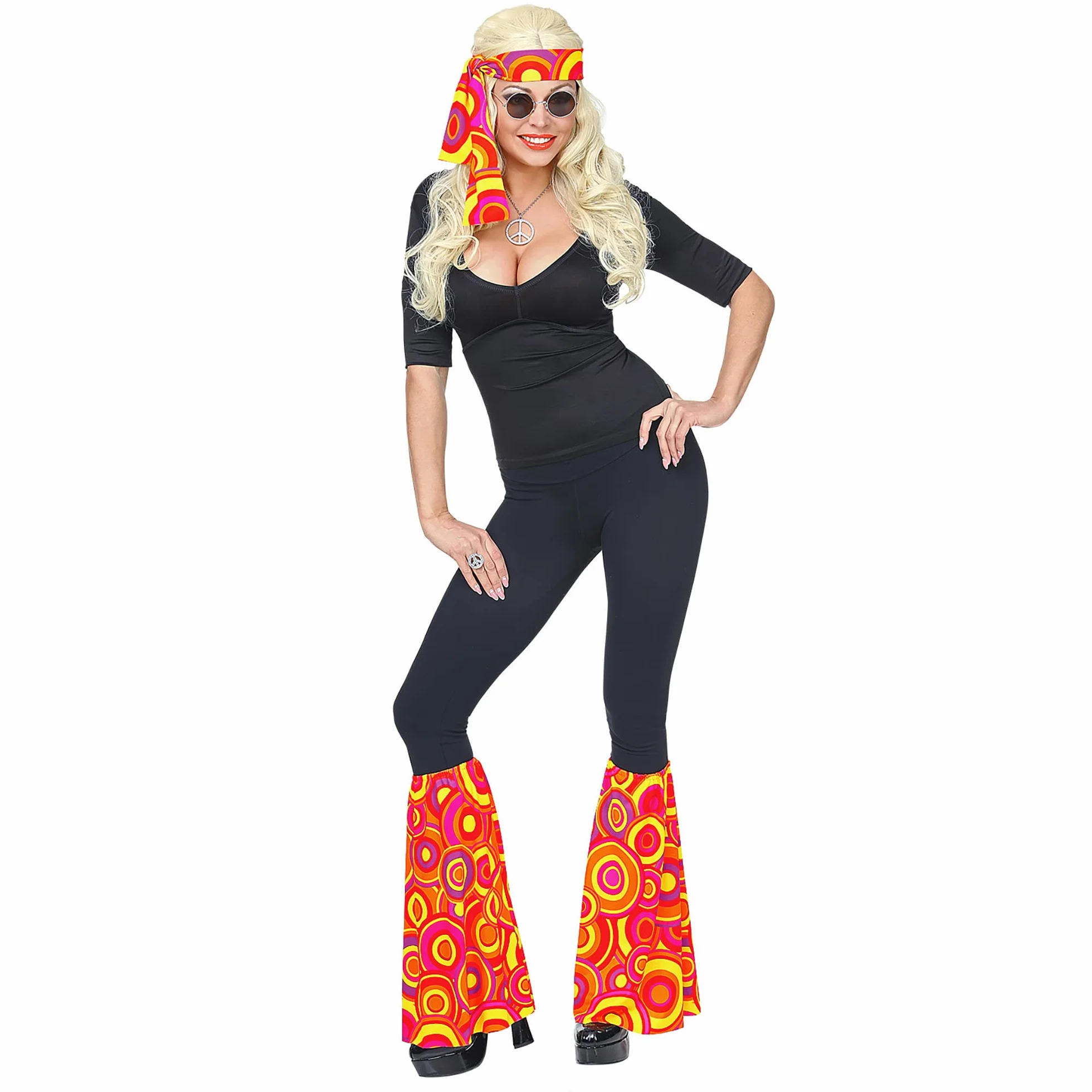 W WIDMANN MILANO Party Fashion - Zestaw hipisowski lat 60-tych / 70., opaska na czoło i mankiety, hipisowie, reggae, Flower Power