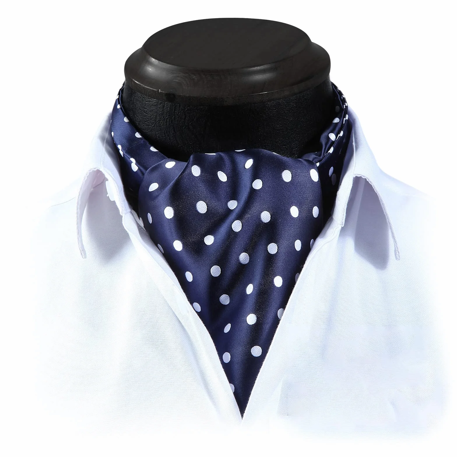 HISDERN Szalik do krawata męski na wesele Ascot krawat w kropki elegancka chusta biznesowa