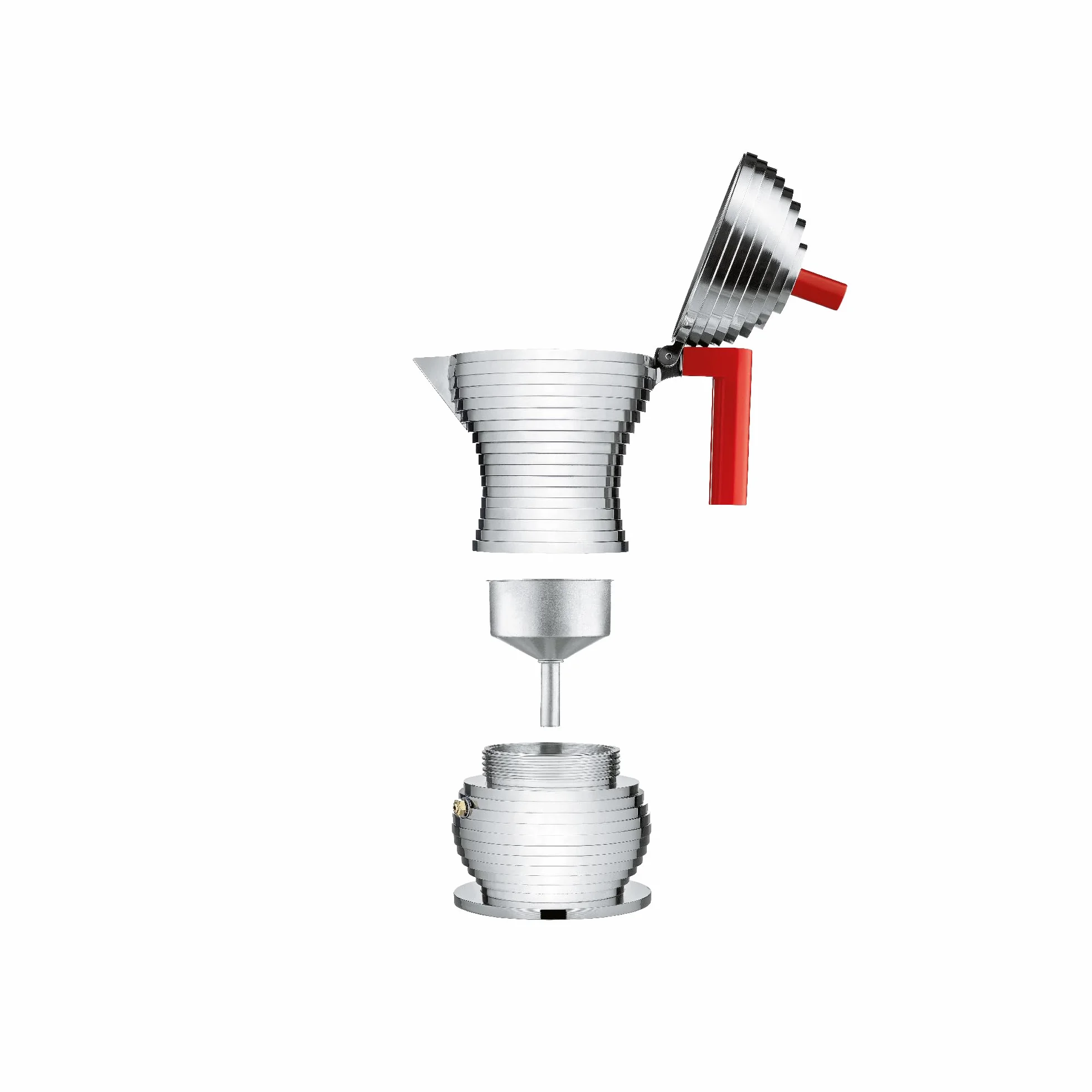 Alessi MDL02/6 R Ekspres do kawy z odlewu aluminiowego czerwony 6 filiżanek