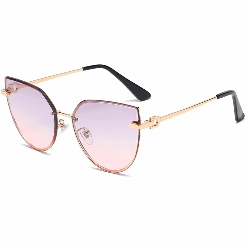 Okulary przeciwsłoneczne retro cat eye, modne okulary przeciwsłoneczne bez oprawek, okulary przeciwsłoneczne gradientowe, damskie okulary bez oprawek