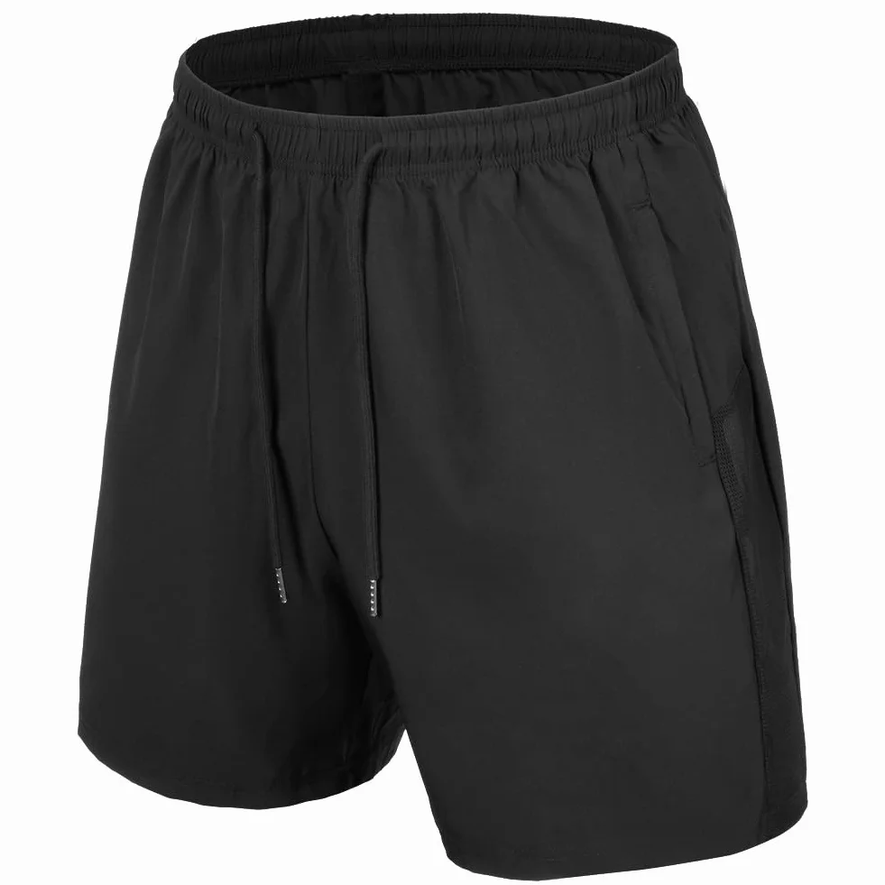 Męskie spodenki z lodowego jedwabiu, męskie spodenki sportowe na co dzień, męskie szybkoschnące oddychające aktywne krótkie spodnie z kieszeniami, do treningu fitness na lato siłownia, czarne, M