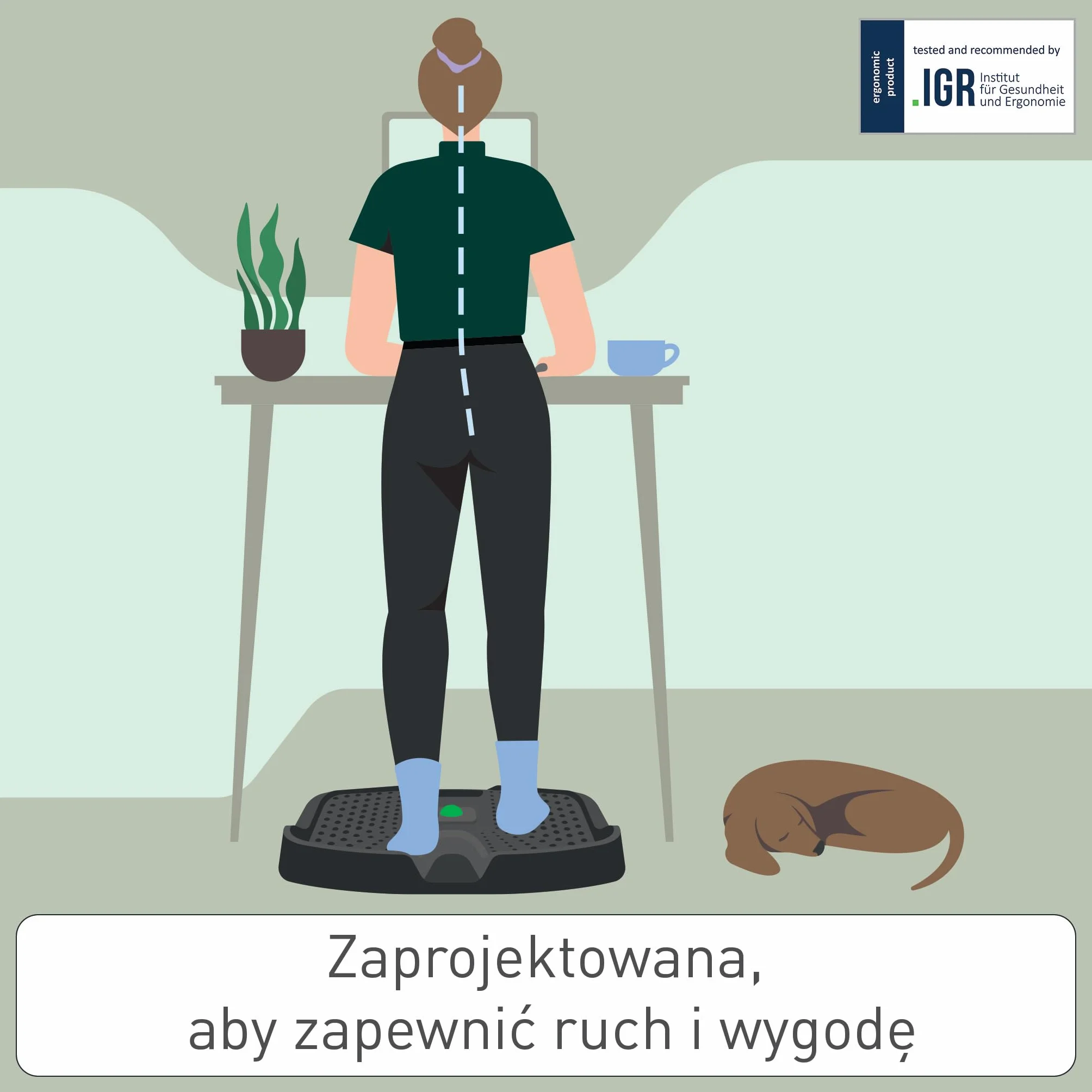 Ergonomiczna Mata Antyzmęczeniowa Leitz Active - wyściełana pianką PU, nierysująca, łagodząca zmęczenie, mata do domu i biura z wyjmowaną kulą masującą
