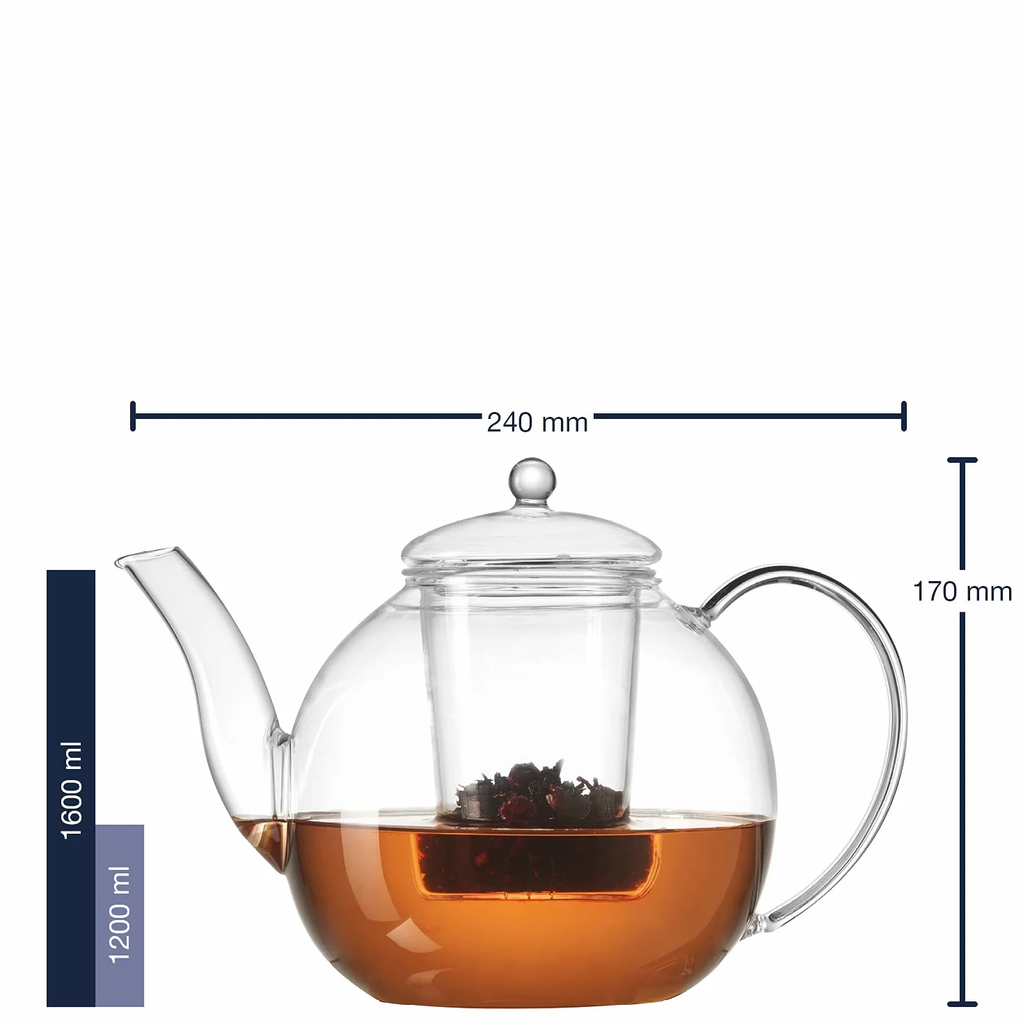 Leonardo Armonia Unique czajniczek 1200 ML przezroczysty - czajnik (pojedynczy czajnik, 1200 ml, przezroczysty, szklany, 192 mm, 175 mm)