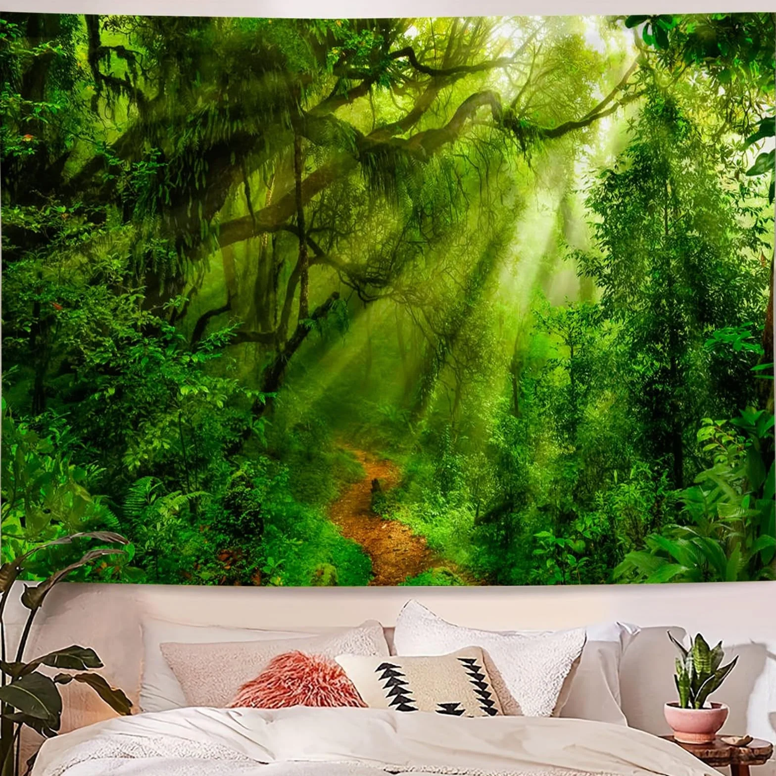 Gobelin ścienny z motywem natury, zielony, las, drzewo, 240 x 220 cm