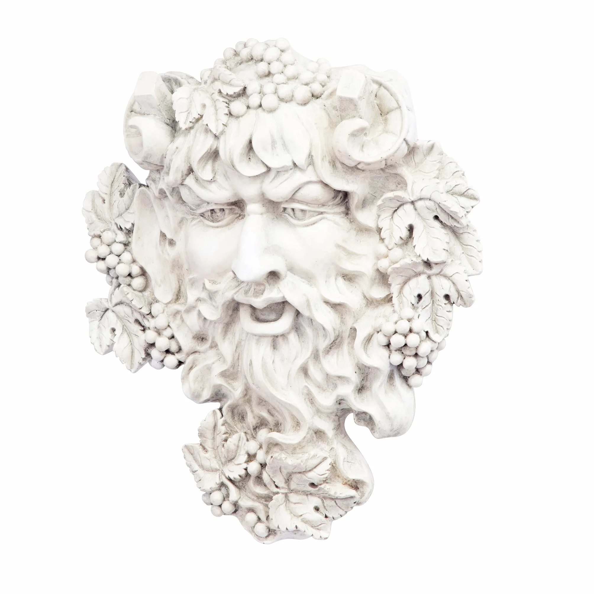 Design Toscano Bachus God of Wine Greenman rzeźba ścienna 30 cm żywica poliestrowa antyczny kamień