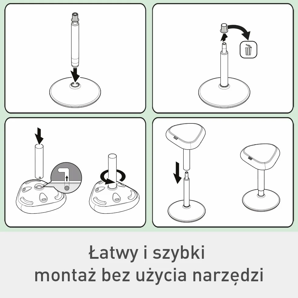 Stołek Leitz Ergo Active z Unikalną Komfortową Poduszką z Pianki o Podwójnej Gęstości, Regulowana Wysokość Od 57 do 82cm, Siedzisko w 100% z Recyklingu, Udźwig 110kg, Seria Ergo, Jasnoszary, 65450085