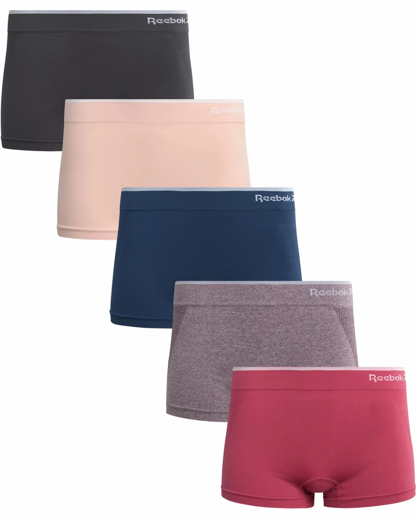 Reebok Damskie szorty chłopięce Bielizna - 5-pak Stretch Performance Boyshort Majtki - Bezszwowa Bielizna dla Kobiet (S-XXL)