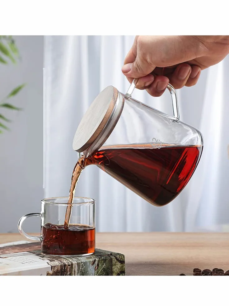 Earnmore Szklany serwer do kawy z pokrywką izolowana karafka 500 ml