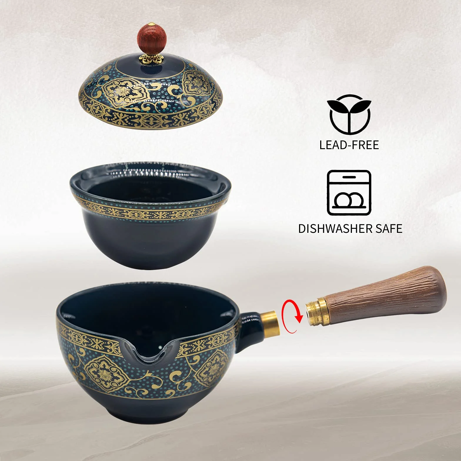 LURRIER Porcelanowy chiński zestaw do herbaty Gongfu, przenośny zestaw czajniczek z 360-obrotowym zaparzaczem do herbaty, przenośna torba na prezent wszystko w jednym, na podróż, do domu, na prezent,