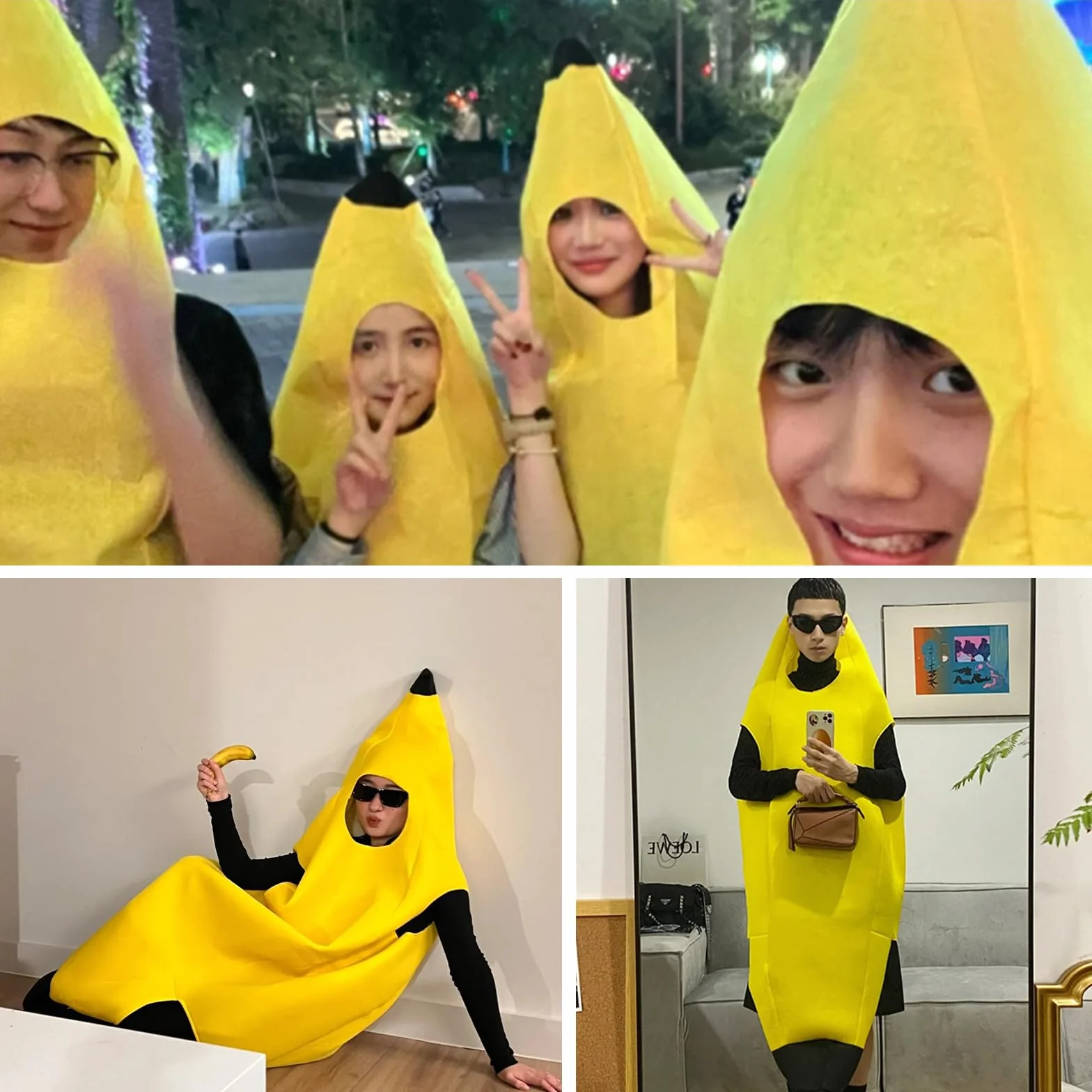 Kostium bananowy dla dorosłych unisex rozmiar uniwersalny na Halloween karnawał Cosplay