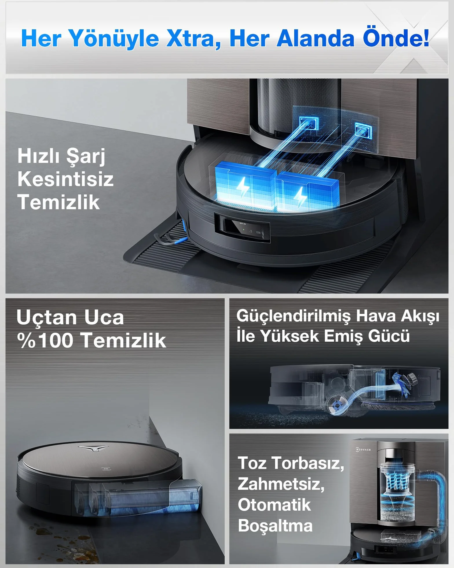 ECOVACS X11 OMNICYCLONE robot odkurzający z funkcją wycierania 19500 Pa OZMO Roller 2.0 PureCyclone 2.0