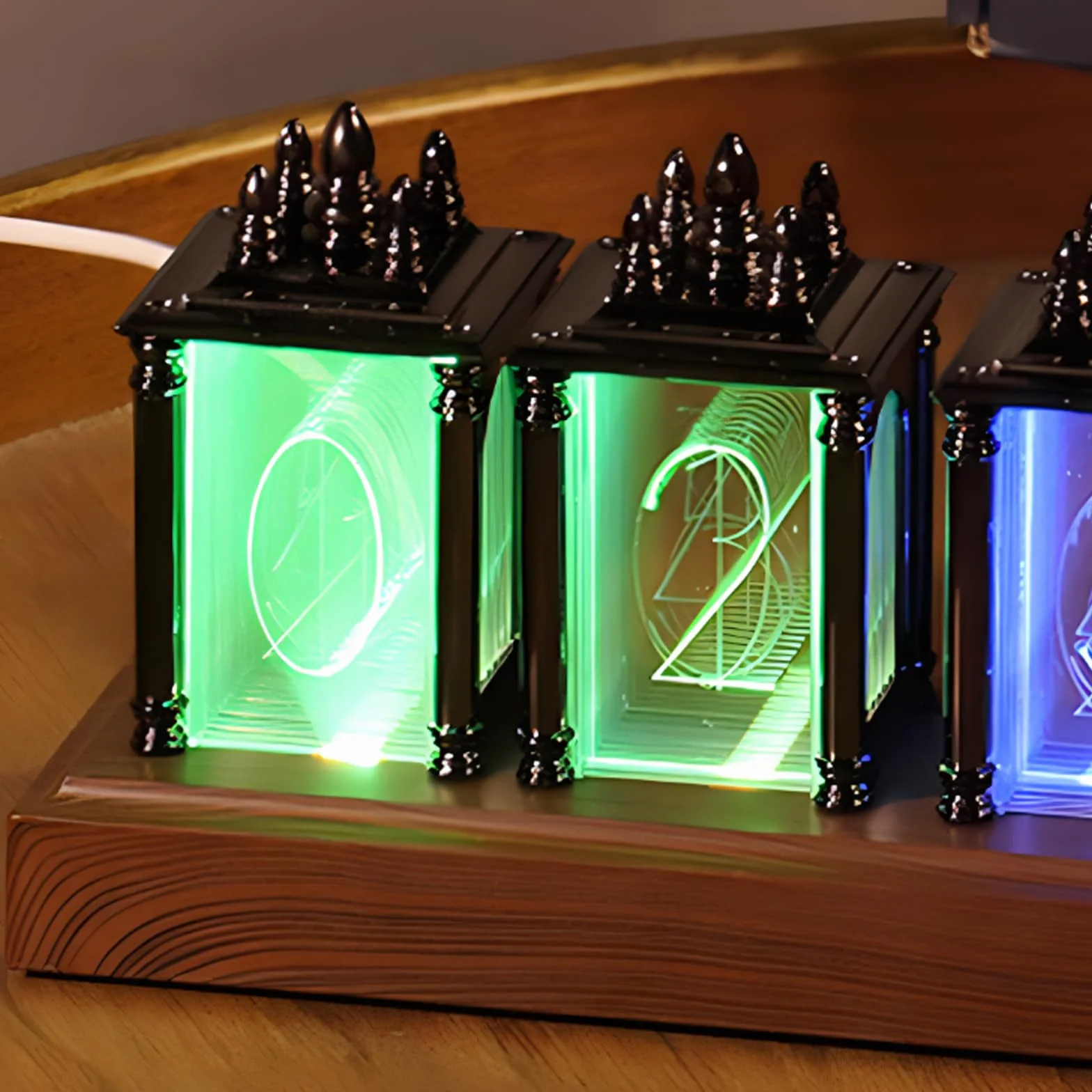 LIROPAU Nixie zegar lampowy z diodami LED RGB, funkcja pamięci wyłączania, data i godzina DIY, wiele trybów, przełącznik 12/24 godzin, zasilanie USB, do dekoracji prezentów