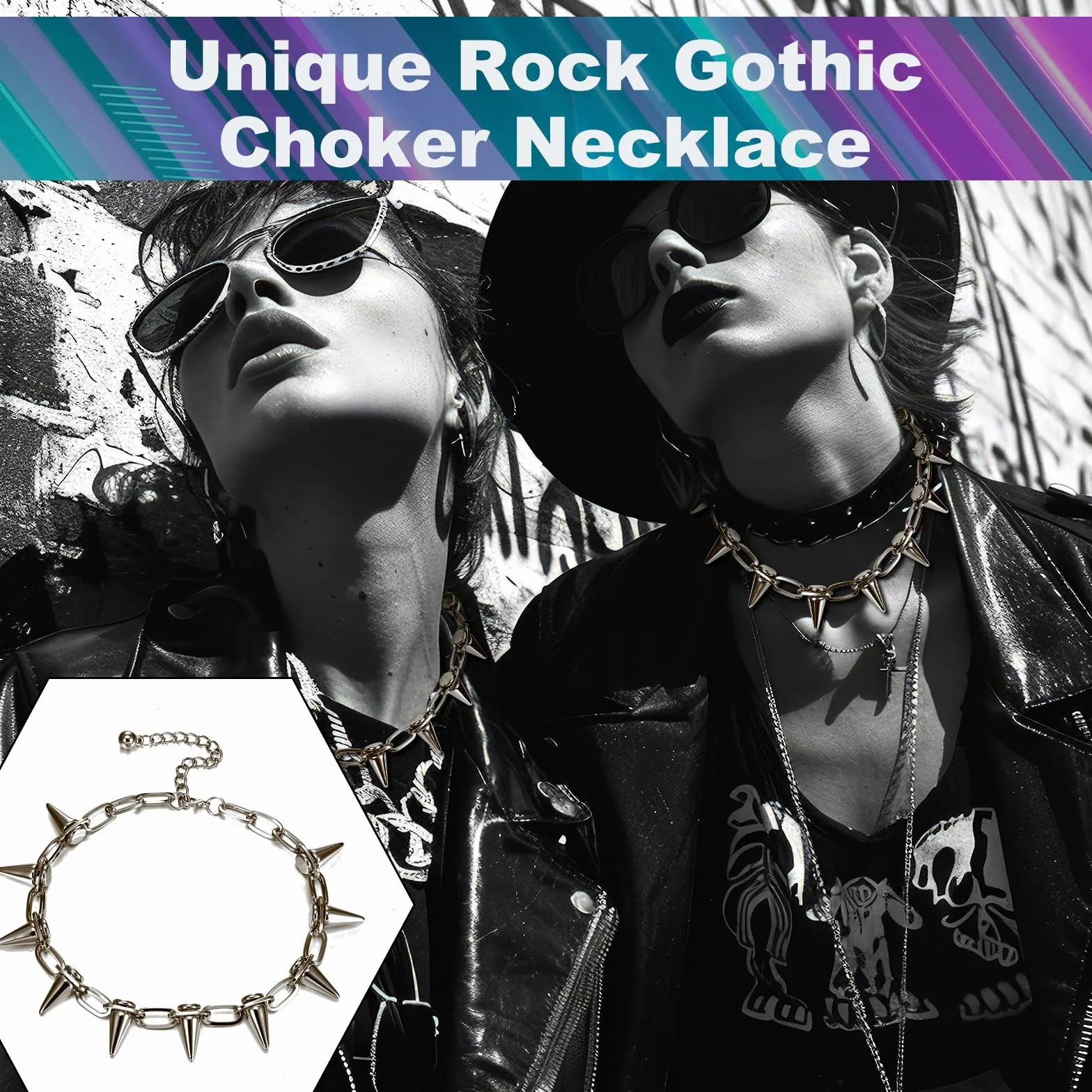 Abeillo Gotyckie naszyjniki dla kobiet kolce choker punkowy łańcuszek choker kołnierz na artykuły imprezowe w stylu vintage