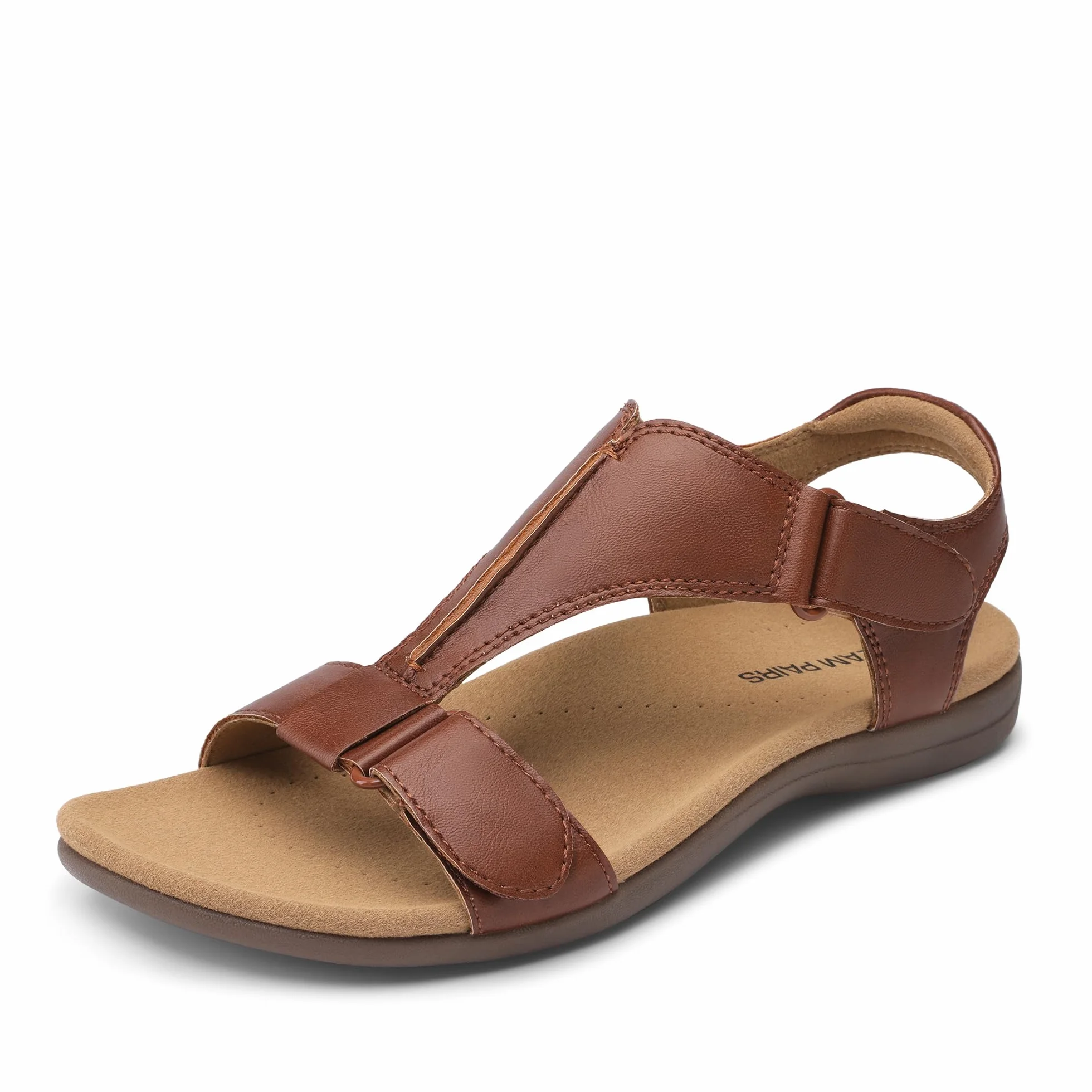 DREAM PAIRS Damskie sandały wsparcie łuku T-strap ortopedyczne płaskie sandały wygodne spacery plażowe letnie buty