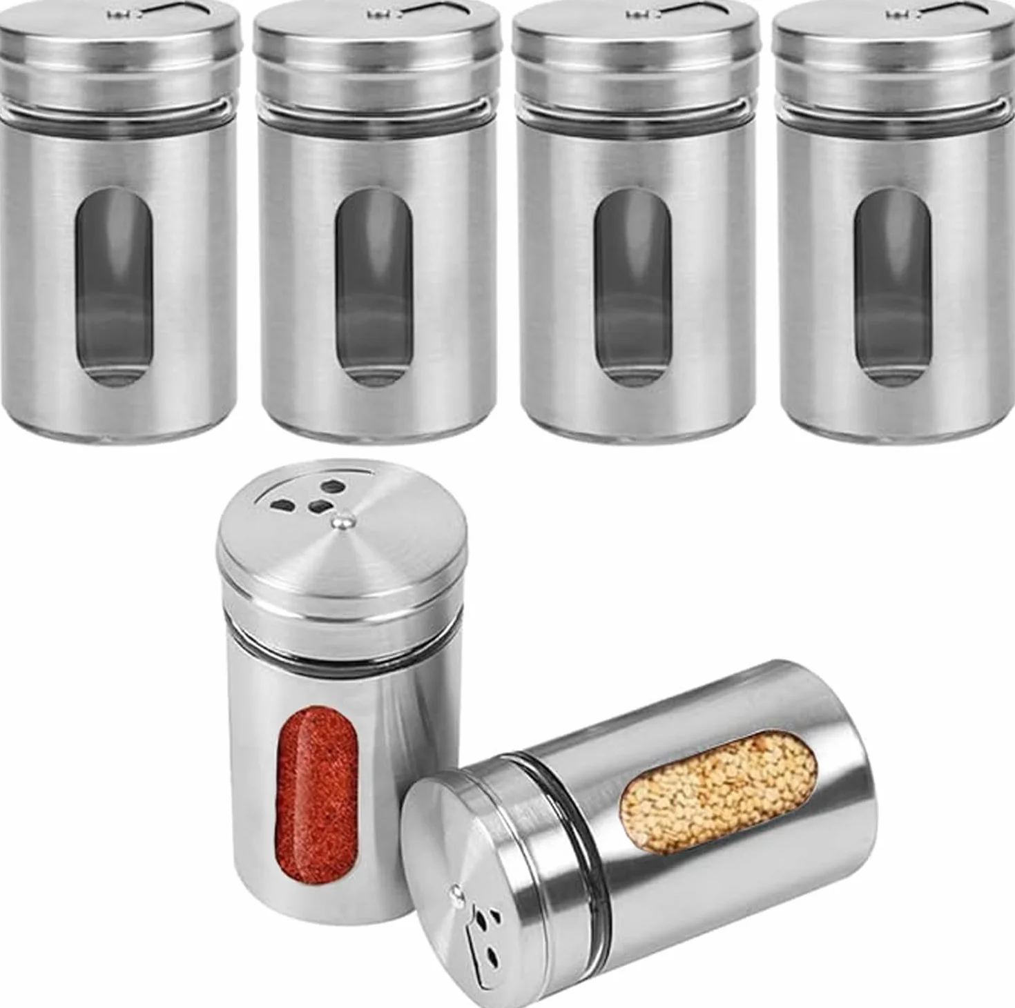 Zestaw 6 słoików na przyprawy 80 ml szklane pojemniki z zakręcanymi nasadkami
