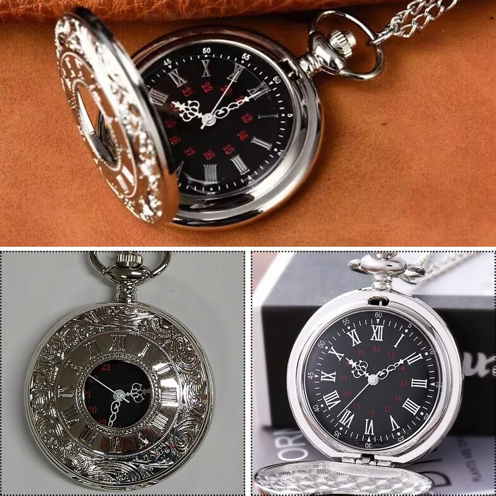 Cerioll Zegarek kieszonkowy w stylu vintage, kwarcowy, retro zegarek kieszonkowy, męski z łańcuszkiem, klasyczny męski zegarek kieszonkowy, antyczny zegarek z łańcuszkiem z rzymskimi cyframi, vintage,