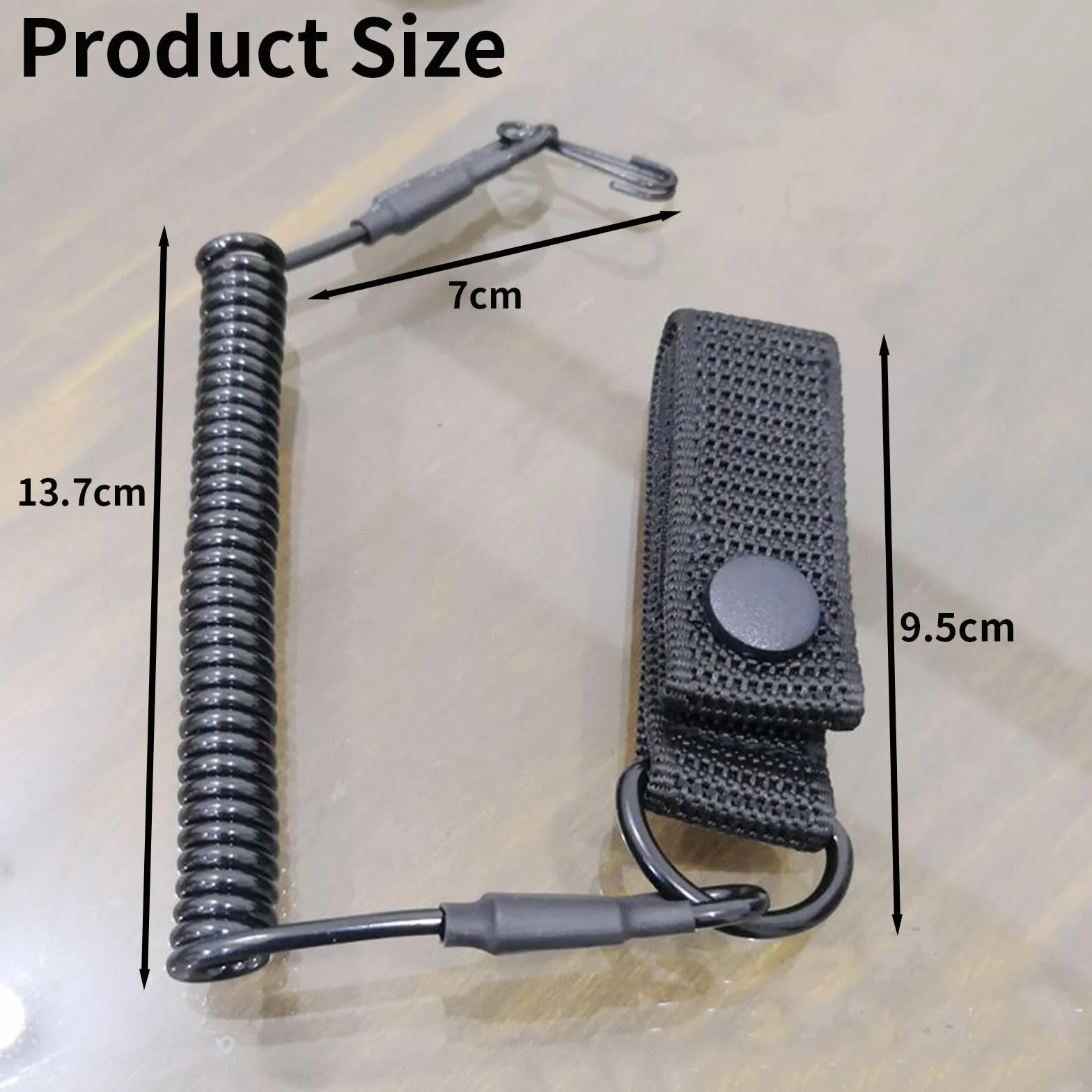 Paracord smycz taktyczna, spirala na klucze, elastyczna smycz wędkarska, smycz taktyczna, spiralna smycz do kluczy, linka zabezpieczająca do wędkowania, czarny, /