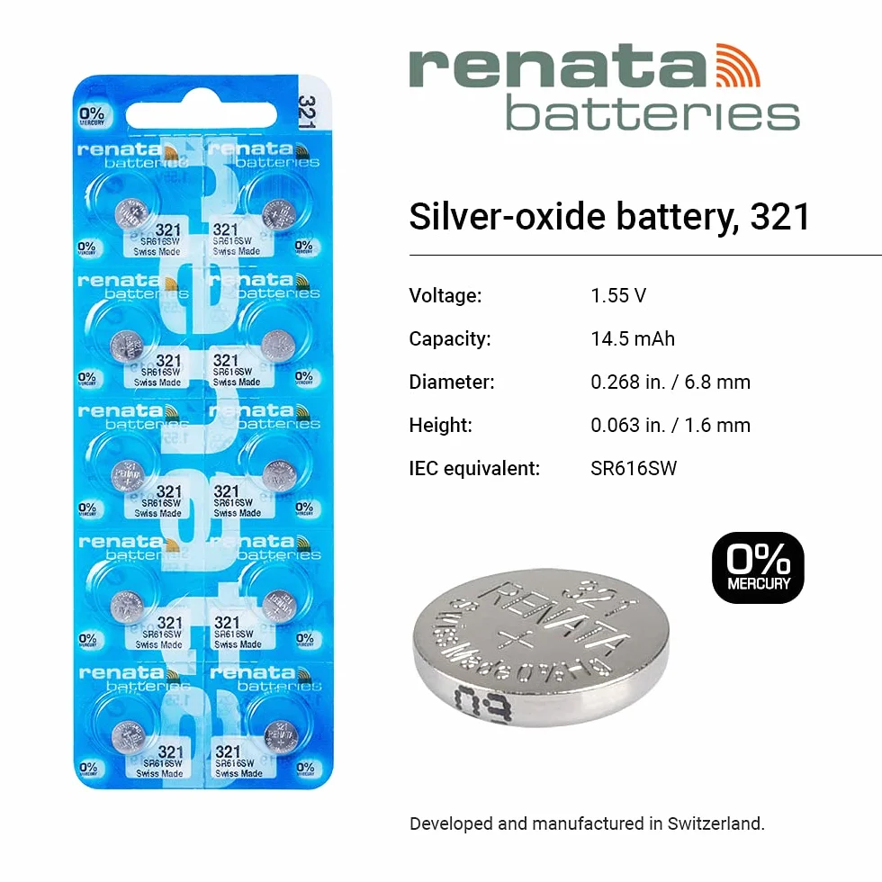10 x bateria litowa 321 Renata SR616SW wyprodukowana w Szwajcarii