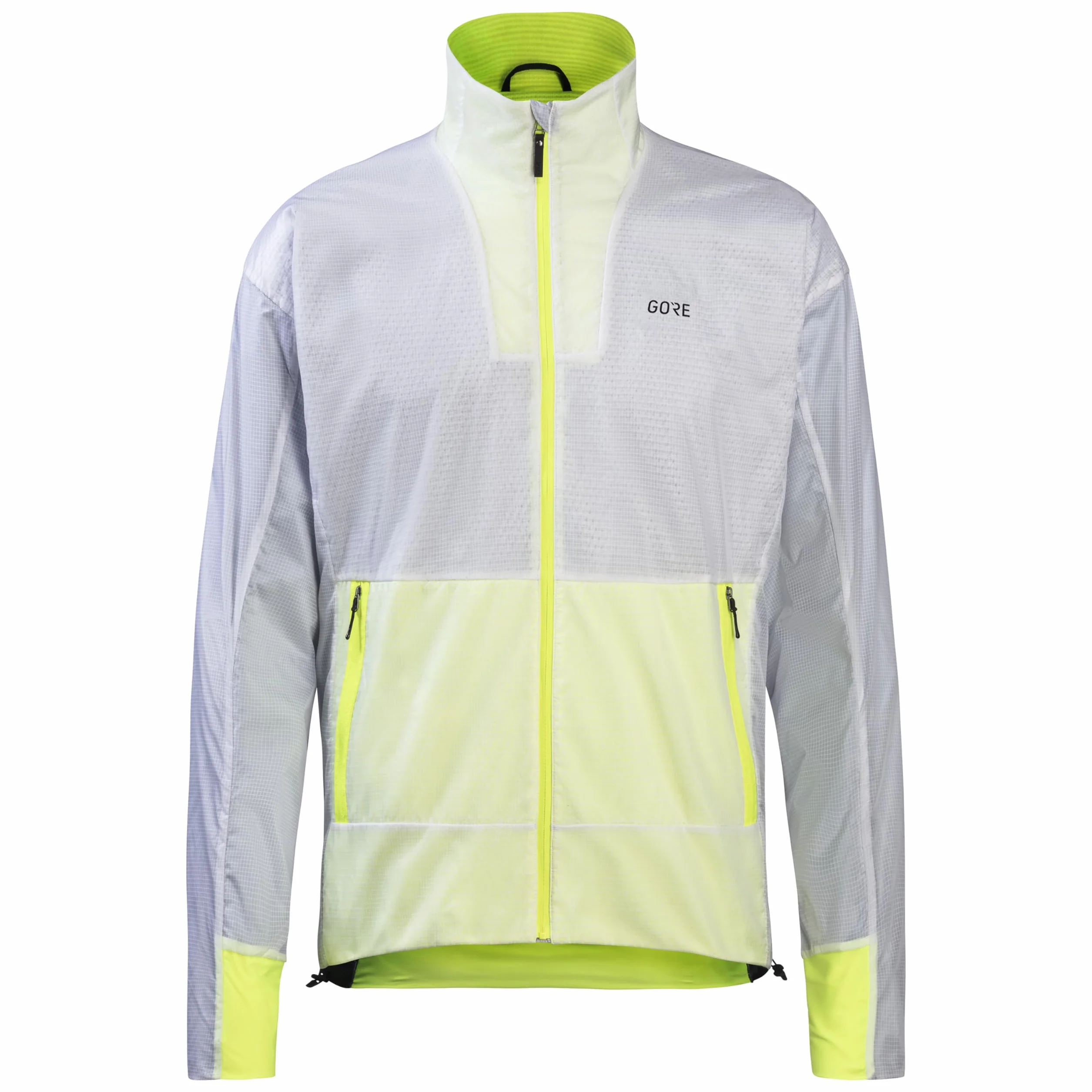 GORE WEAR Drive Męska kurtka do biegania, GORE-TEX INFINIUM, M, Biały/Neonowy żółty