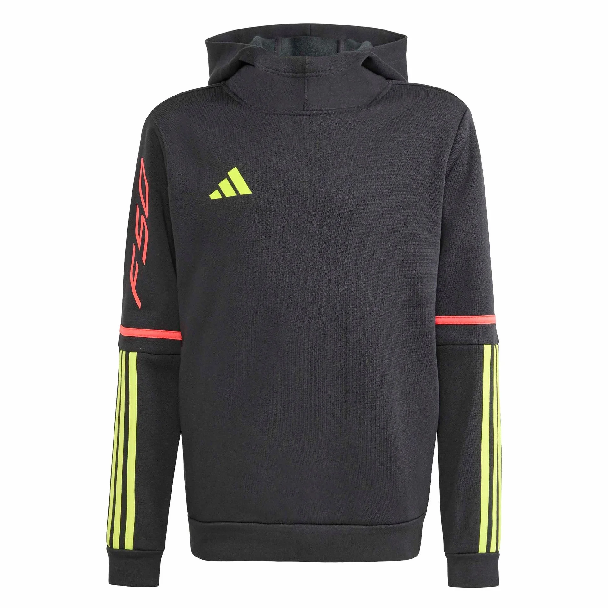 adidas uniseks-kind F50 SWEAT HOODIE KIDS, black/team solar yellow 2/semi lucid red, 15-16 Years