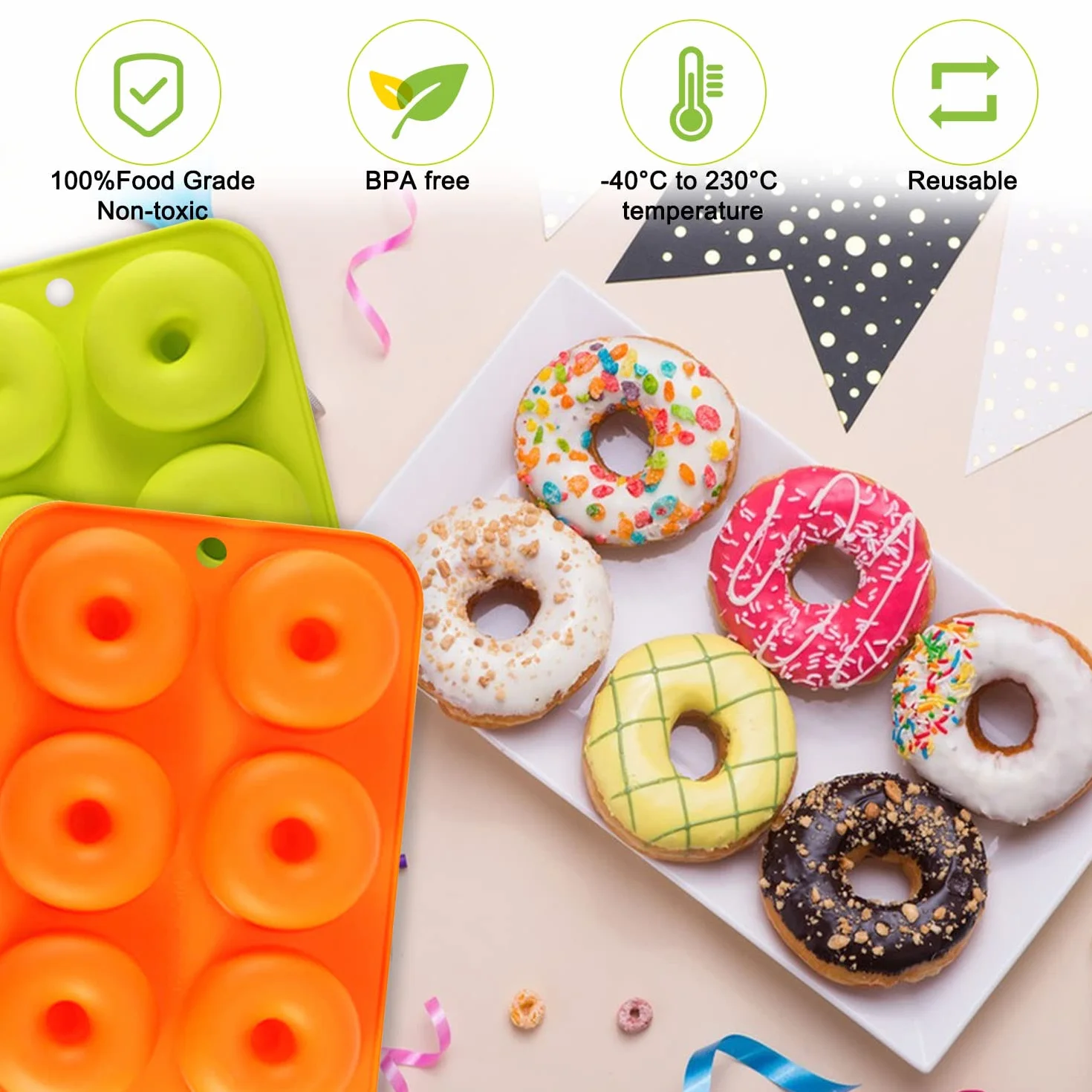 Forma na pączki i bajgle Lovesmile 6 przestrzeni żel krzemionkowy 3 kolory
