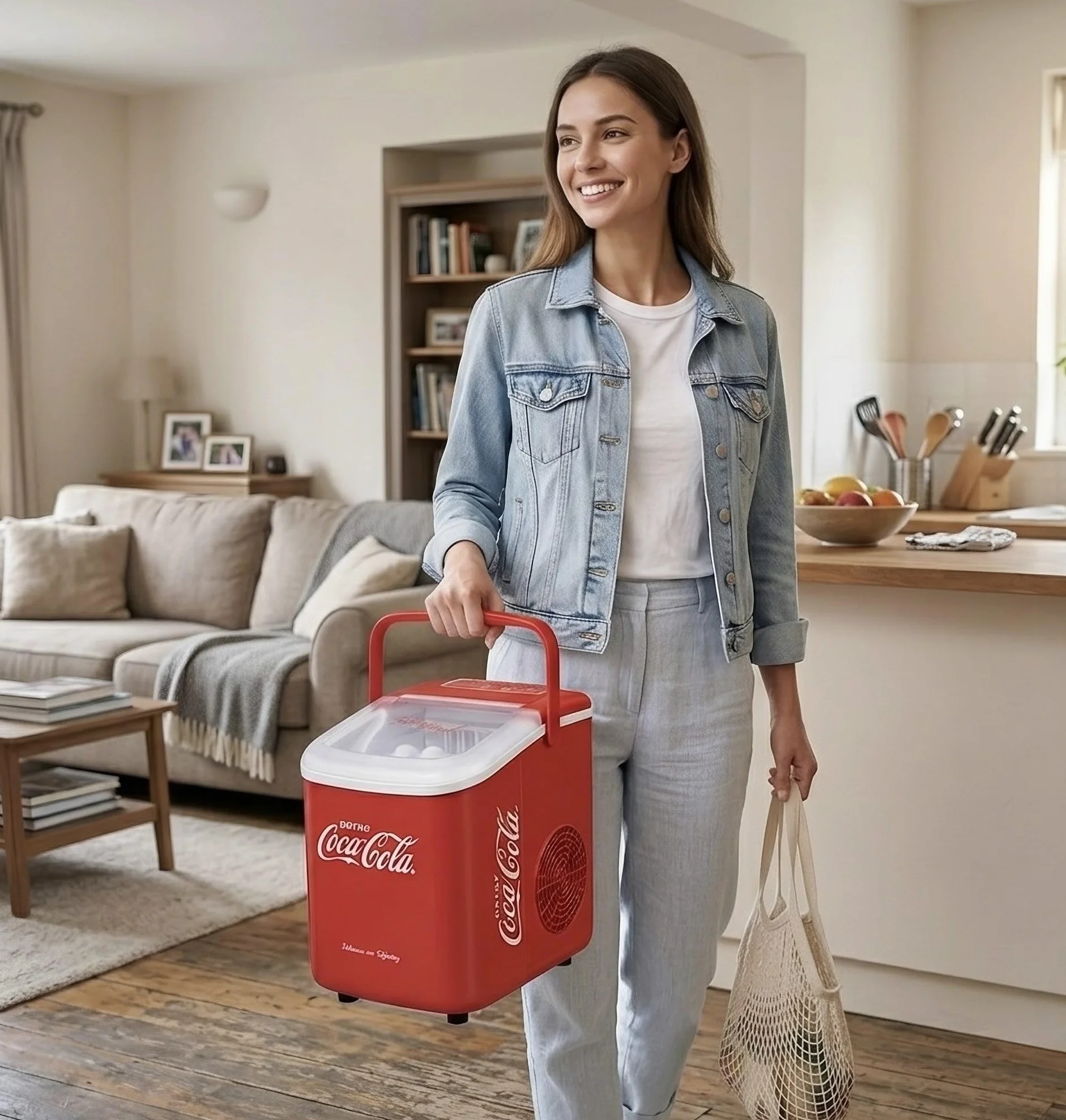 Salco Coca Cola Kostkarka do lodu 10 kg/24h 2 rozmiary kostek automatyczna funkcja ostrzegawcza retro czerwień