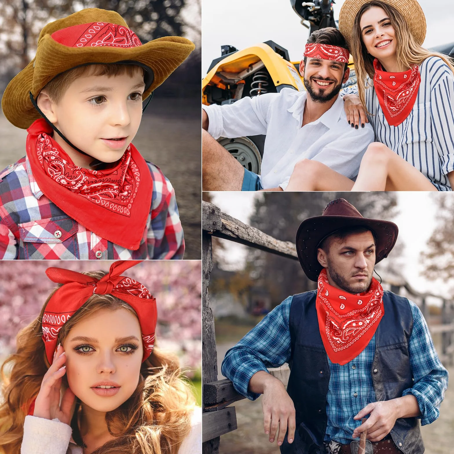 NACHLYNN 10/20 szt. bandany paisley różne bandany kowbojskie poliestrowe opaski na głowę kwadratowy szalik nakrycia głowy