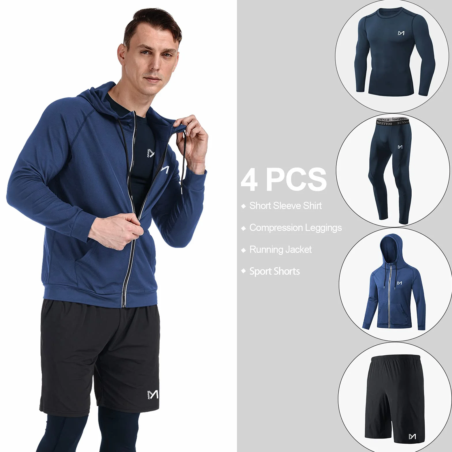 MEETYOO Kompressionsshirt Herren Set Kompressionsshirt Herren Zestaw męski