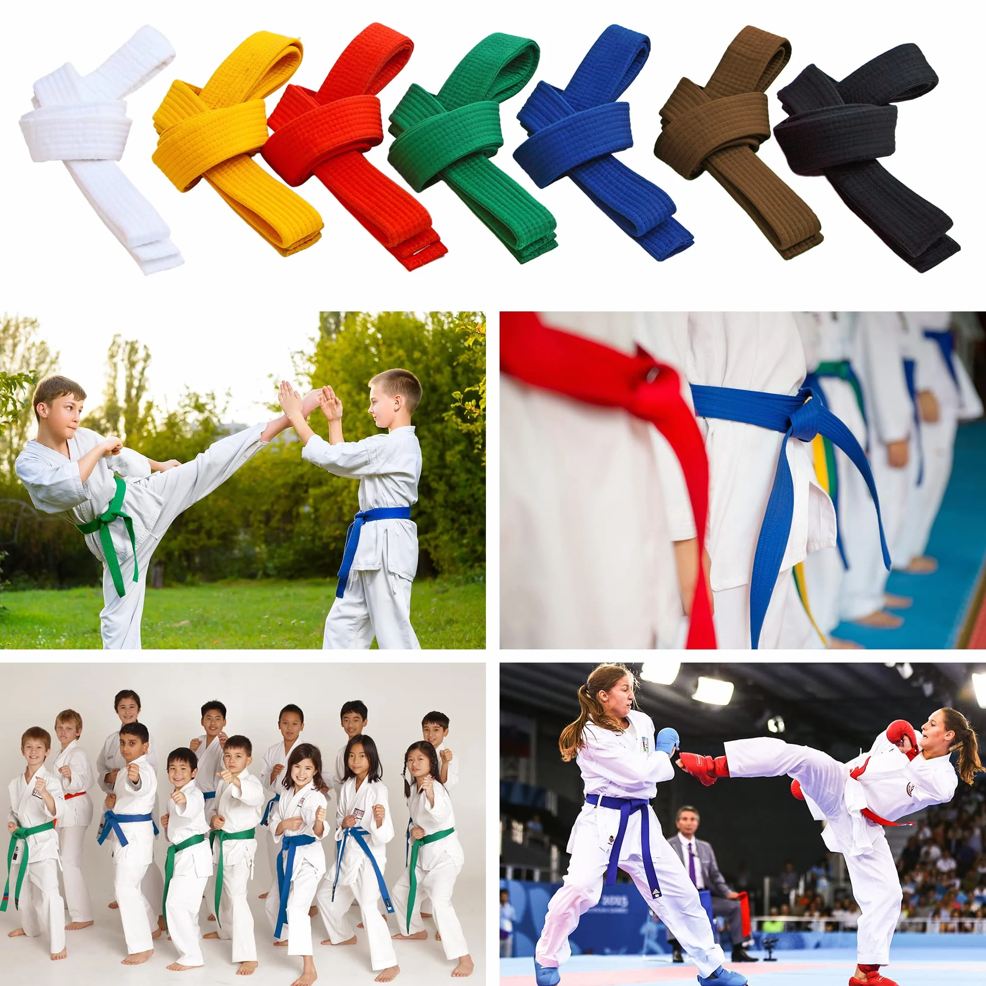 2 szt. 260 cm Judo Karate Pas Sztuki Walki Paski Sportowe Taekwondo Pasy Profesjonalne Karate Aikido Pas Gruby Tkanina Biały Pasek Dzieci Dorośli Kofun Martial Arts Belt