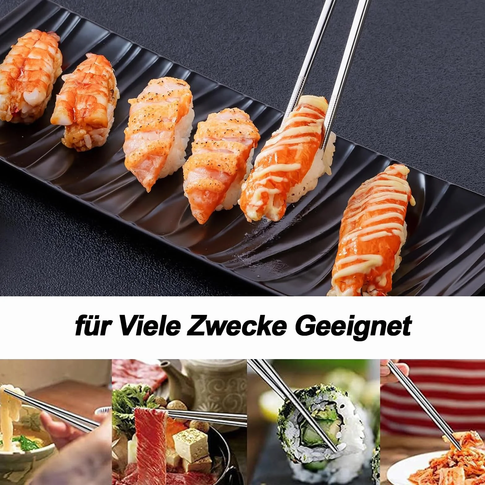 Pałeczki ze stali nierdzewnej 23,5 cm antypoślizgowe 5 par do zmywarki