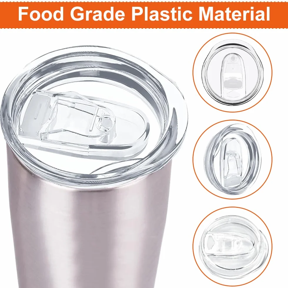 Zapasowe Pokrywki Do Kubka 590 ml - Podróżne, Plastikowe, Szczelne, Odporne Na Zachlapanie, Przezroczyste, Obcisłe, Wielokrotnego Użytku, Zamykane