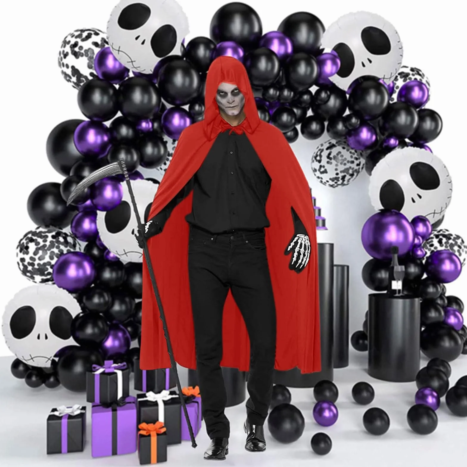 MIVAIUN Czerwona peleryna, czarownica, akcesoria do cosplay, dla dorosłych, na Halloween, fantazyjny kostium, płaszcz dla dorosłych, na imprezę, fantazyjny kostium, maskaradę, czerwony, 140 cm