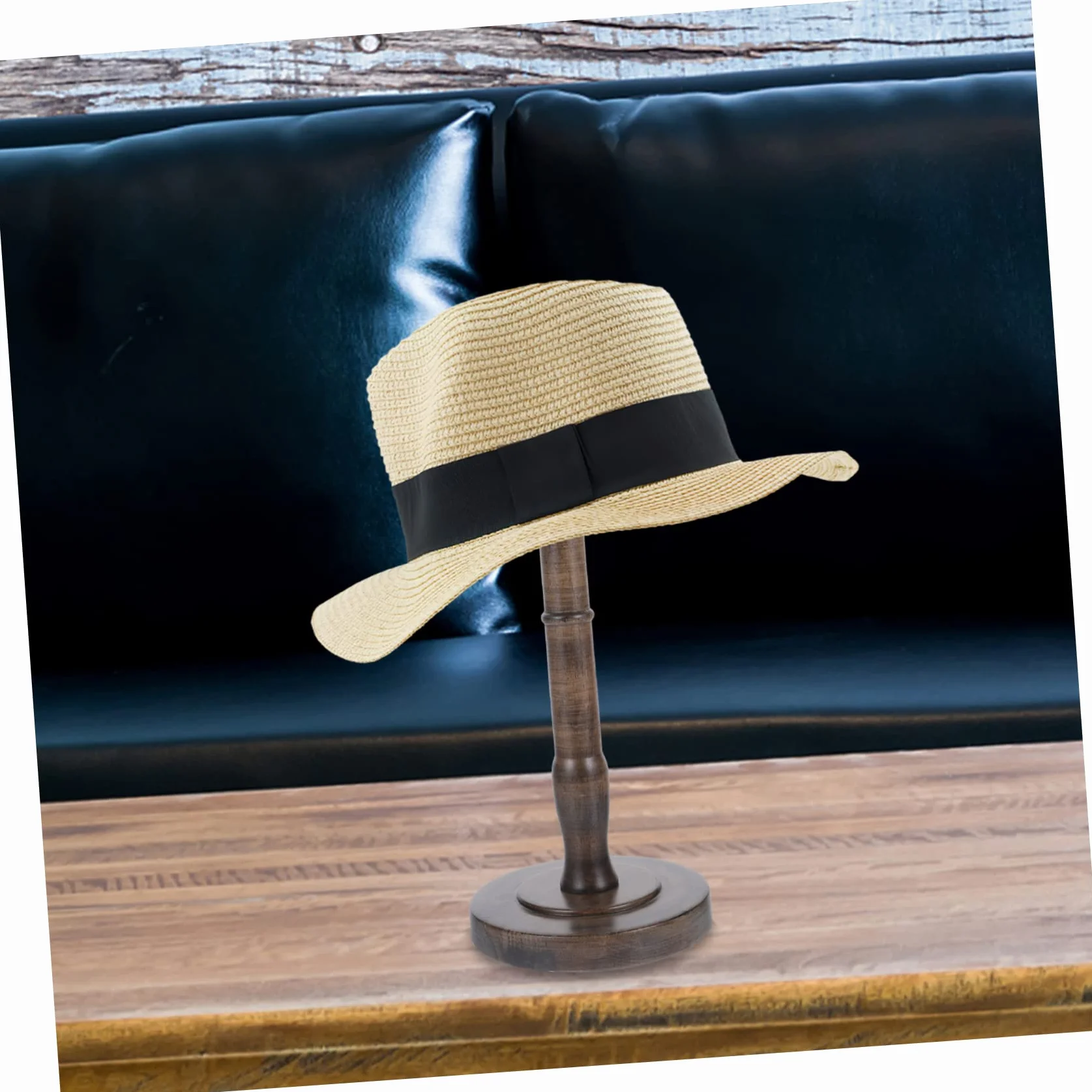 KOMBIUDA Vintage Cap Holder Rack 13-calowy Okrągły Stojak Na Kapelusze Z Drewna Organizer Na Czapki