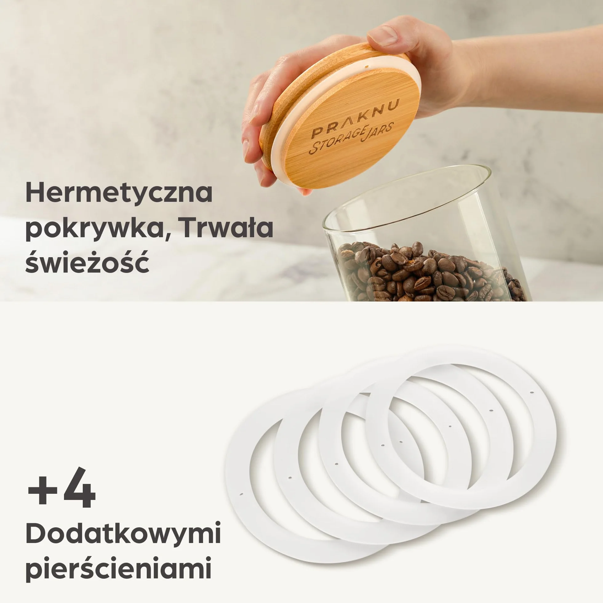Słoiki do Przechowywania z Pokrywką - Zestaw 4 szt. Hermetyczne Szklane Borokrzemowe
