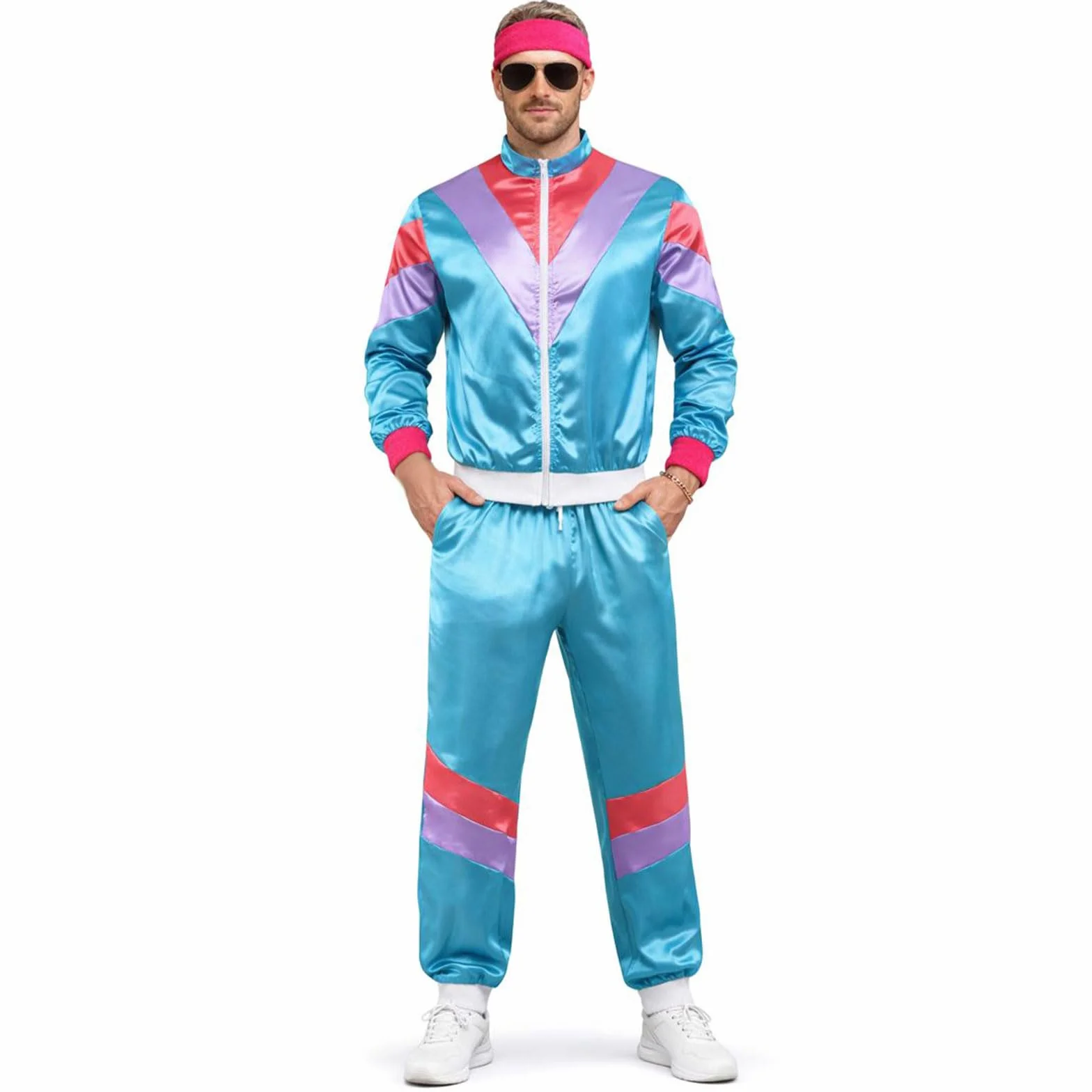SSKHE Strój męski i damski w stylu lat 90., 80., 80., tracksuit kurtka, spodnie, akcesoria dla par, karnawał