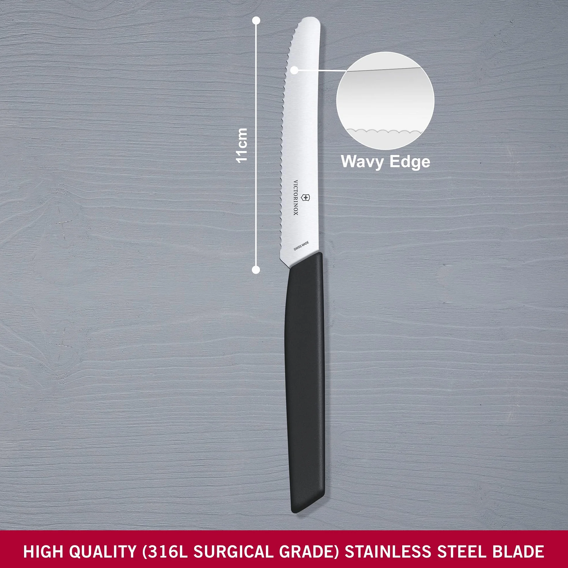 Victorinox Swiss Modern nóż do pomidorów 11 cm czarny