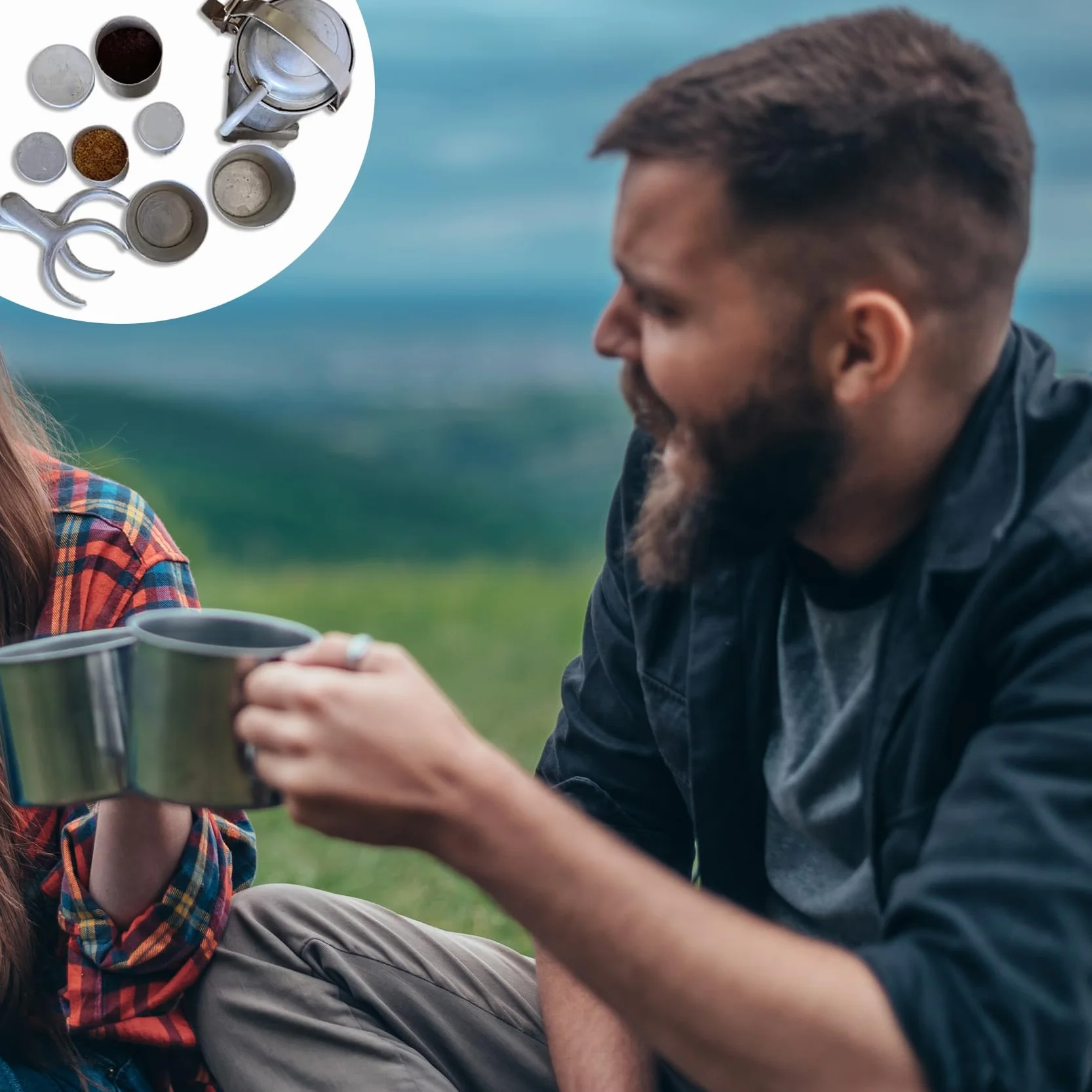 Zabytkowy zestaw do parzenia kawy espresso przenośny do podróży kempingu