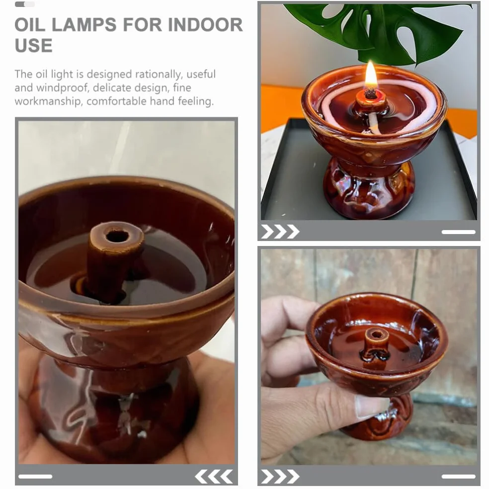 Yardwe Ceramiczna Lampa Naftowa Retro z Regulowanym Płomieniem do Wnętrz