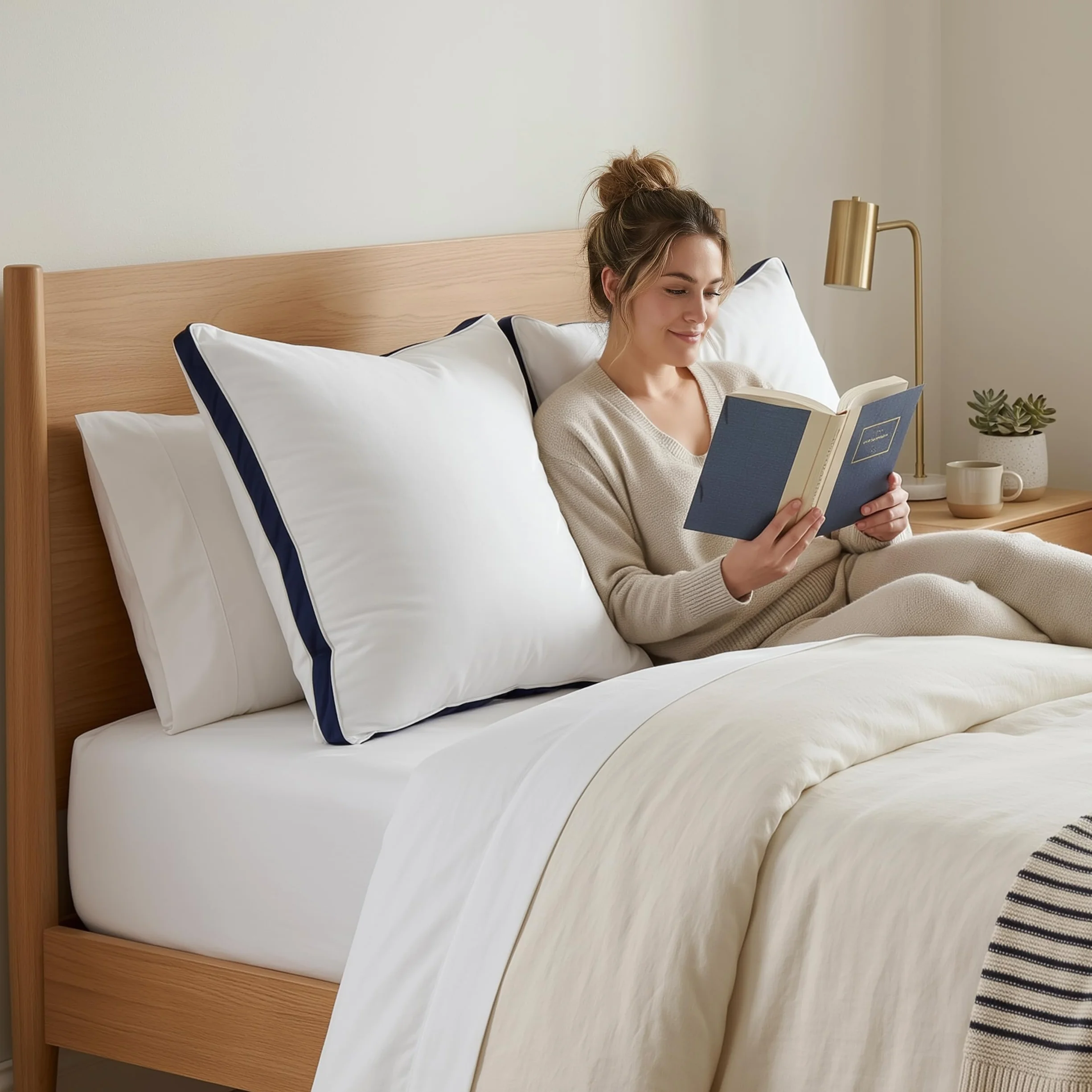 Utopia Bedding Poduszki Do Spania 2 Pack 80 x 80 cm Granatowa